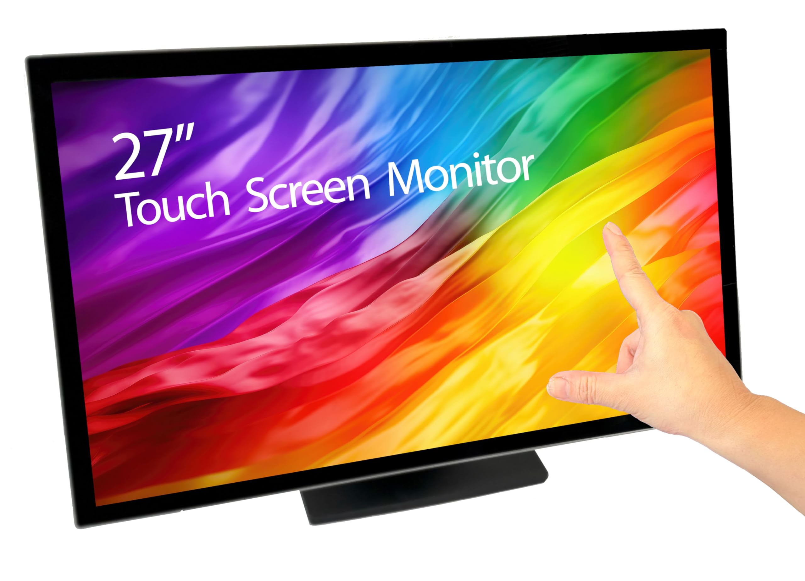 ANGEL POS 27" Metal Housing Commercial Grade Capacitive LED 10 Point Multi-Touch HDMI VGA Monitor 16:9 Display 1080p, True Flat Seamless Touchscreen, Great for Office, POS, Retail, Restaurant