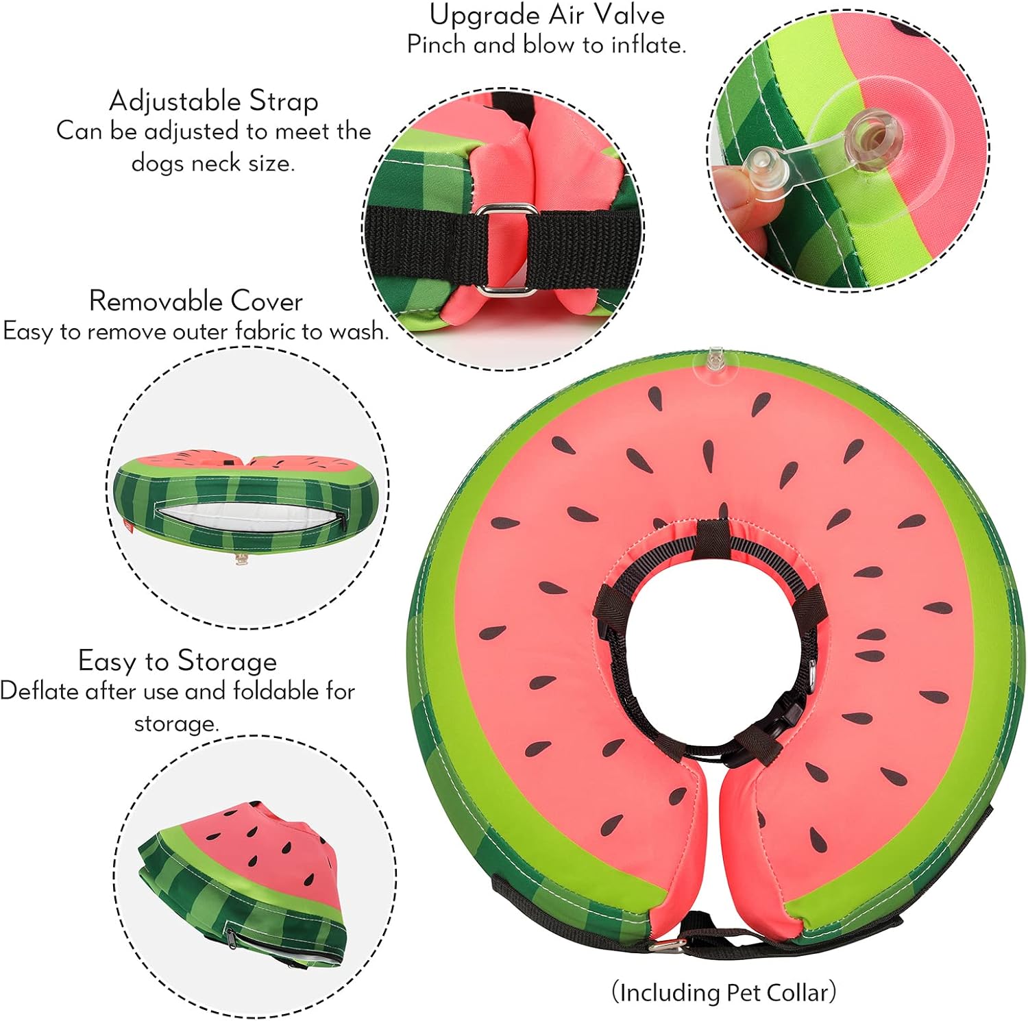 Dog Cone Collar for Small Medium Large Dogs for After Surgery, Pet Inflatable Neck Donut Collar Soft Protective Recovery Cone for Dogs and Cats - Alternative E Collar Does not Block Vision - Red,XL