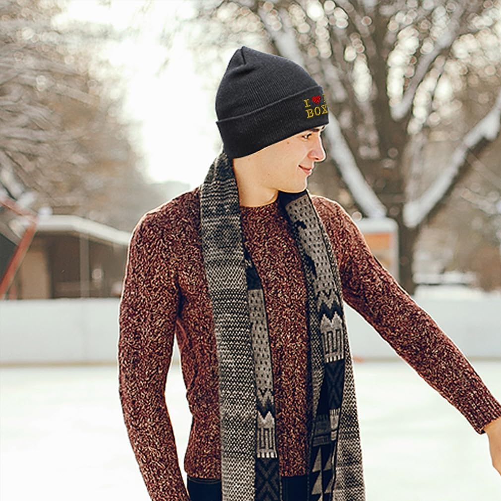 Custom Beanies for Men I Love My Boxer Dog Pet German Deutscher Skull Cap Winter Hats Women One Size - Image 2