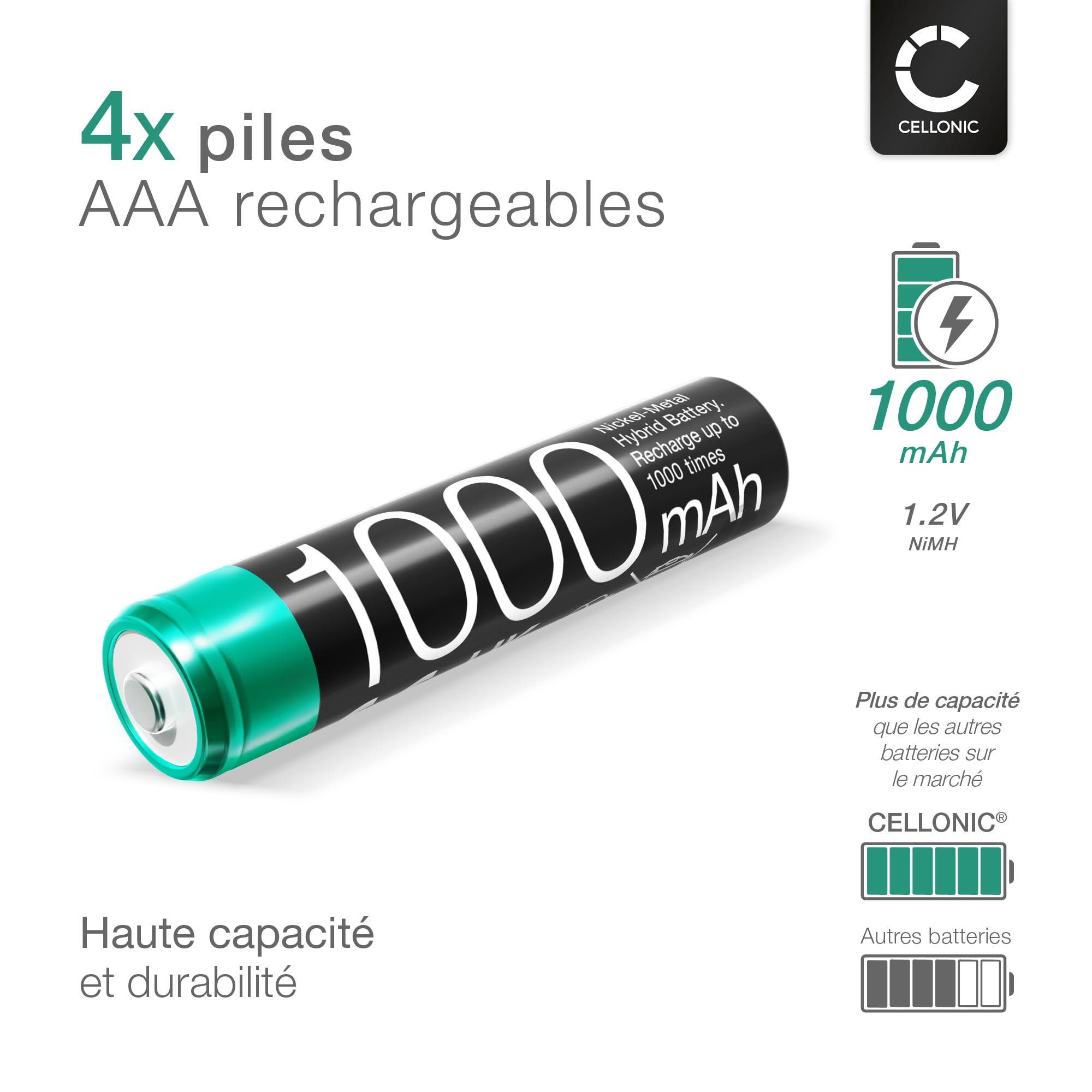 Gigaset CELLONIC 4X Batterie sans Fil 1000mAh 1.2V Compatible CL660HX E290 A415