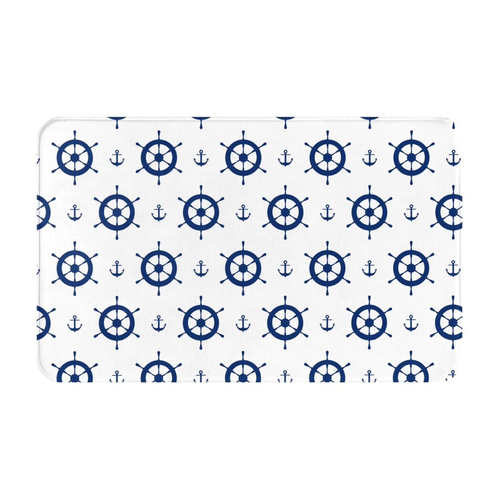 Gearsly Door Mat 50 X 80 cm,Nautical Anchors Steering Wheels Front Door Mats Indoor Washable,Kitchen Dirt Trapper Doormat Non-slip,Absorbent Inside Entrance Rug Floor Mat for Entryway Pets Dogs