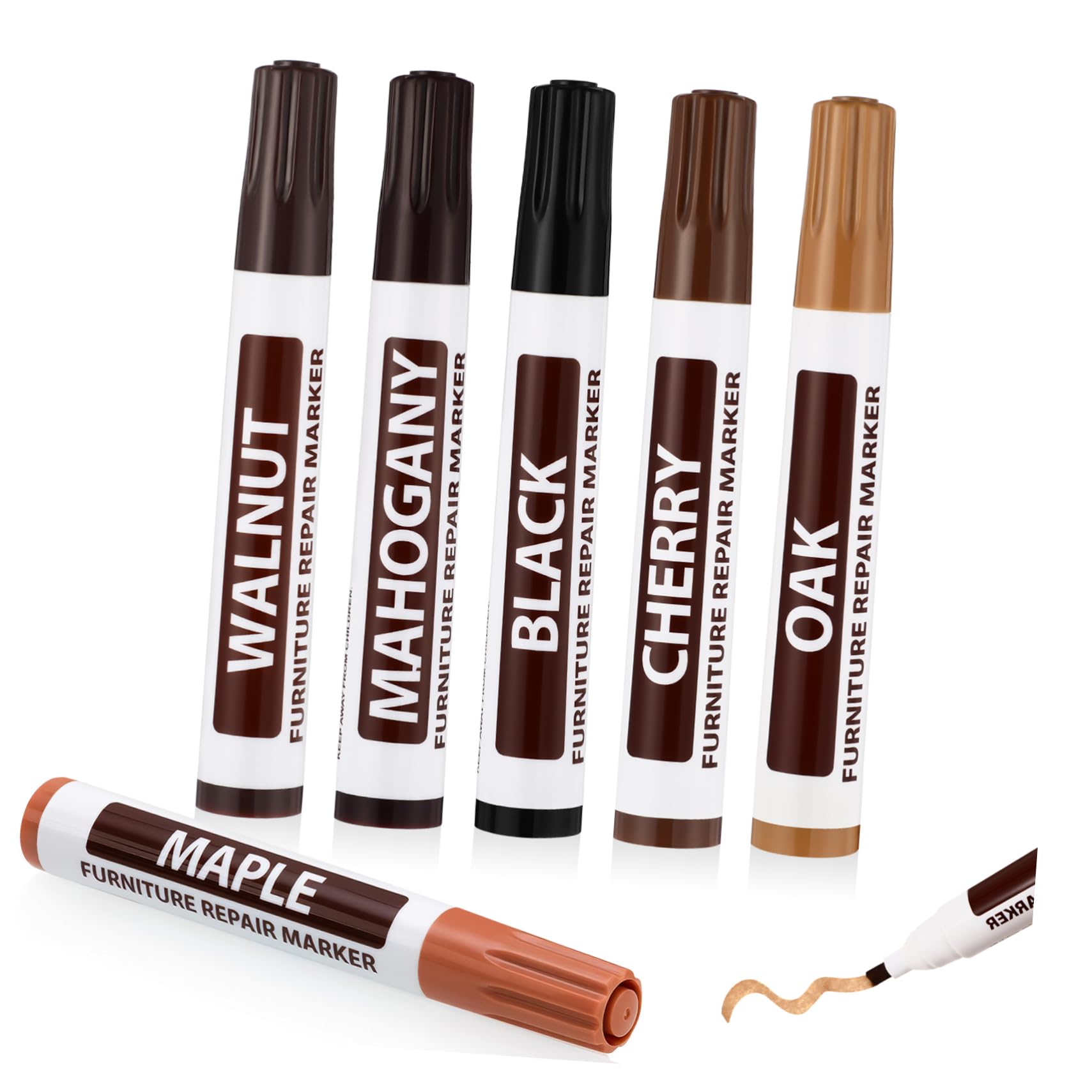 GOOHOCHY Furniture Repair Pen 6 Pcs Touch up Markers Touch up for Wood Quick Dry Fade Pro