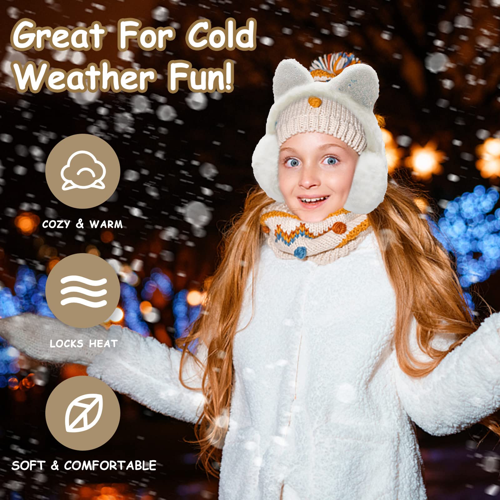 IHCEMIH Paraorecchie da Donna Bambina Fluffy Peluche Pieghevoli per Ragazze Bambini Unicorno Scaldaorecchie Termiche Protezione dal Vento Freddo Unisex Moda Accessori Esterno di Inverno per Sci Corsa