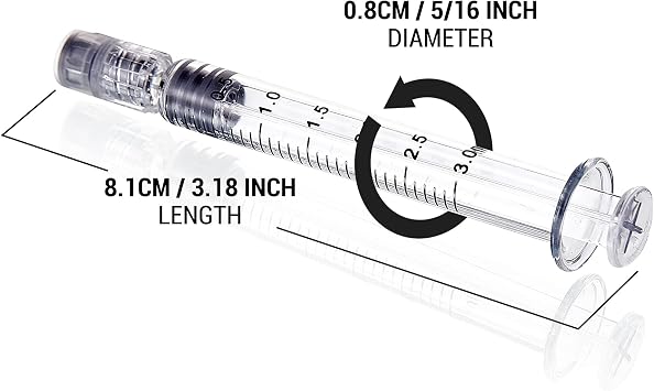 BITOMC 3ml ホウケイ酸ガラス注射器 プラスチックプランジャー付き | 漏れ防止ルアーロックシリンジ 10個パック | 植物油&麻油 Eジュース 液体 接着剤 獣医 実験用注射器用 正確な測定シリンジ