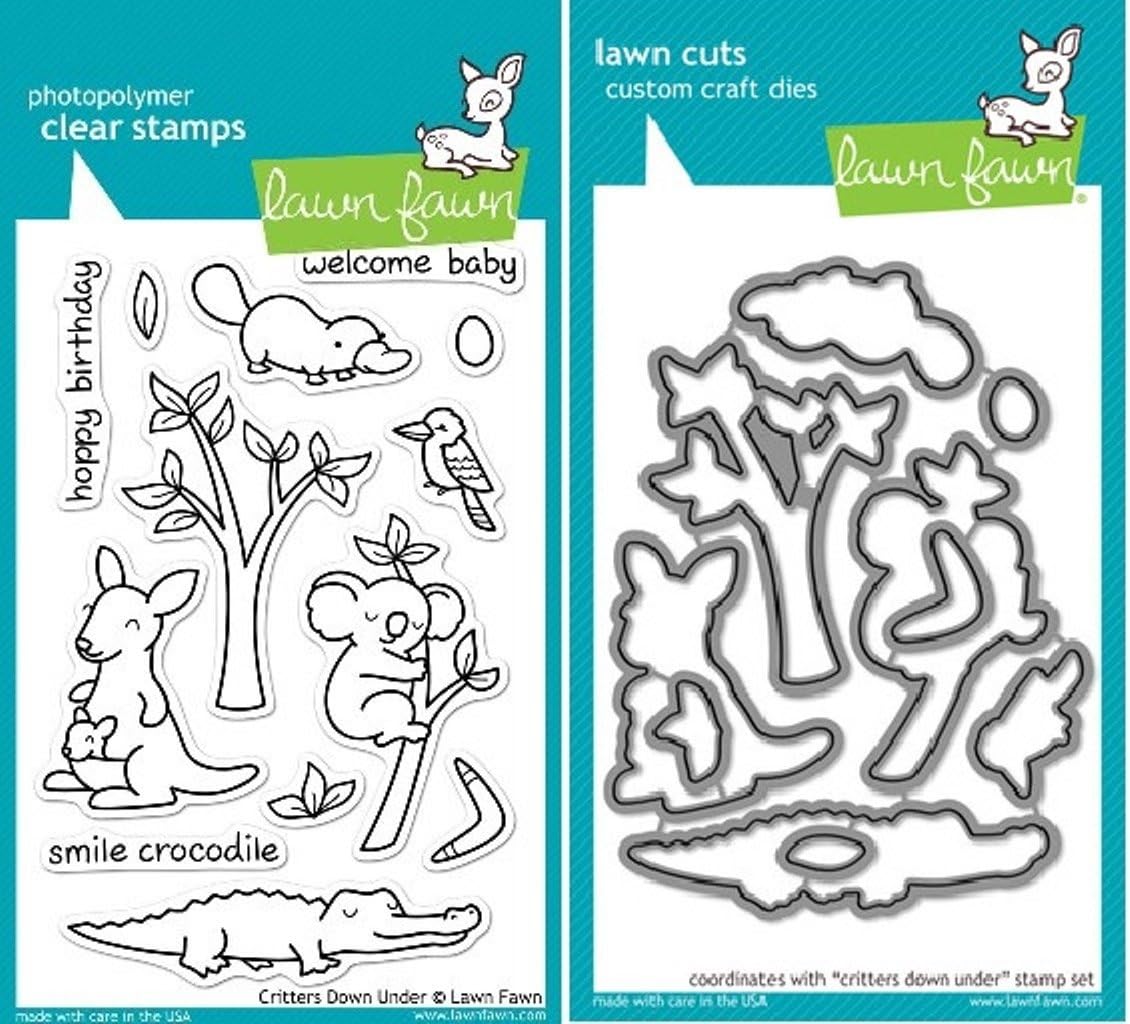 Lawn Fawn Critters Down Under Clear Stamp and Die Set - Includes One Each of LF391 (Stamp) & LF684 (Die) - Custom Set