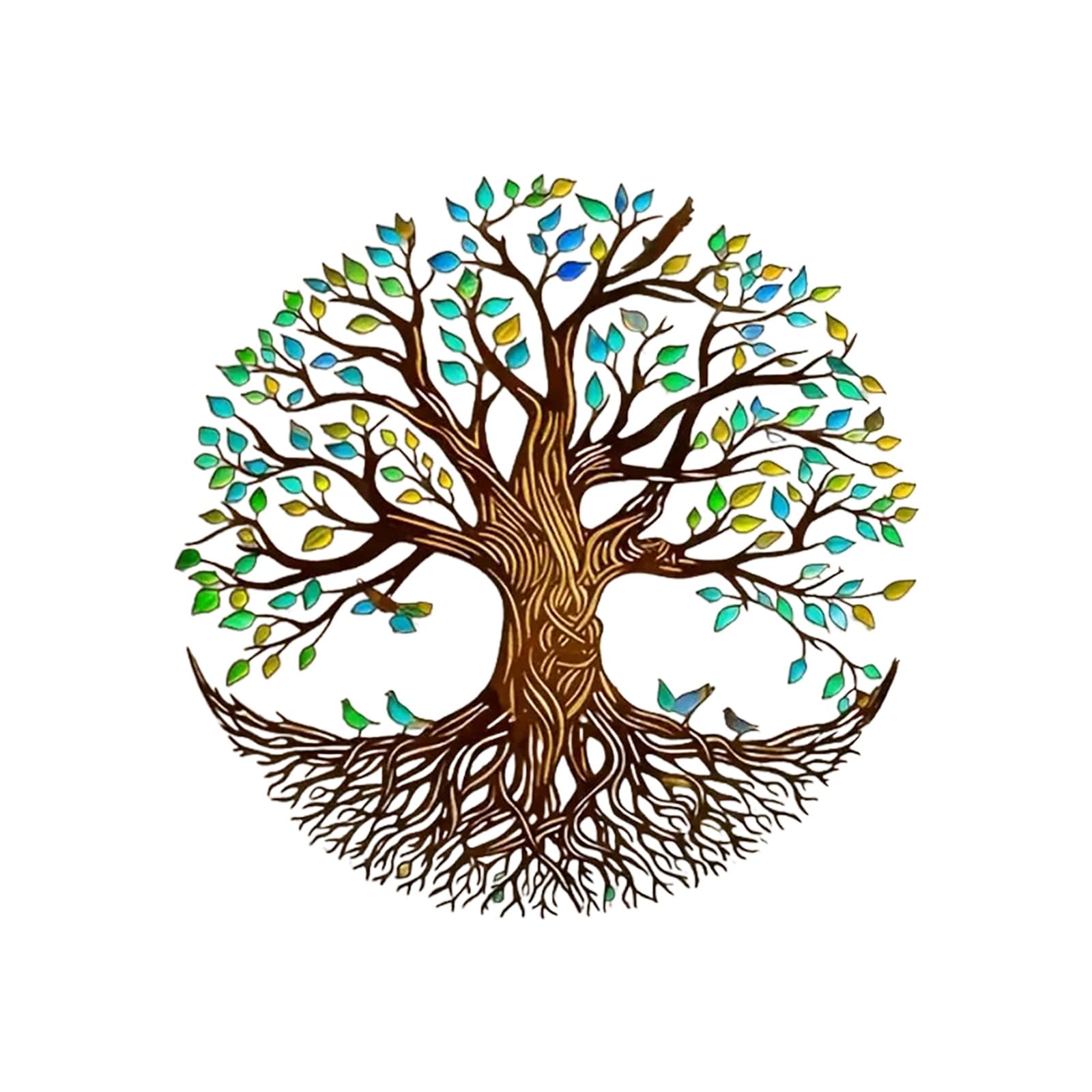 ordinarYone Decorative Colorful Tree Butterfly Wall Art Metal Hanging Sculpture Ornament Rustproof Coating For Indoor Outdoor Use