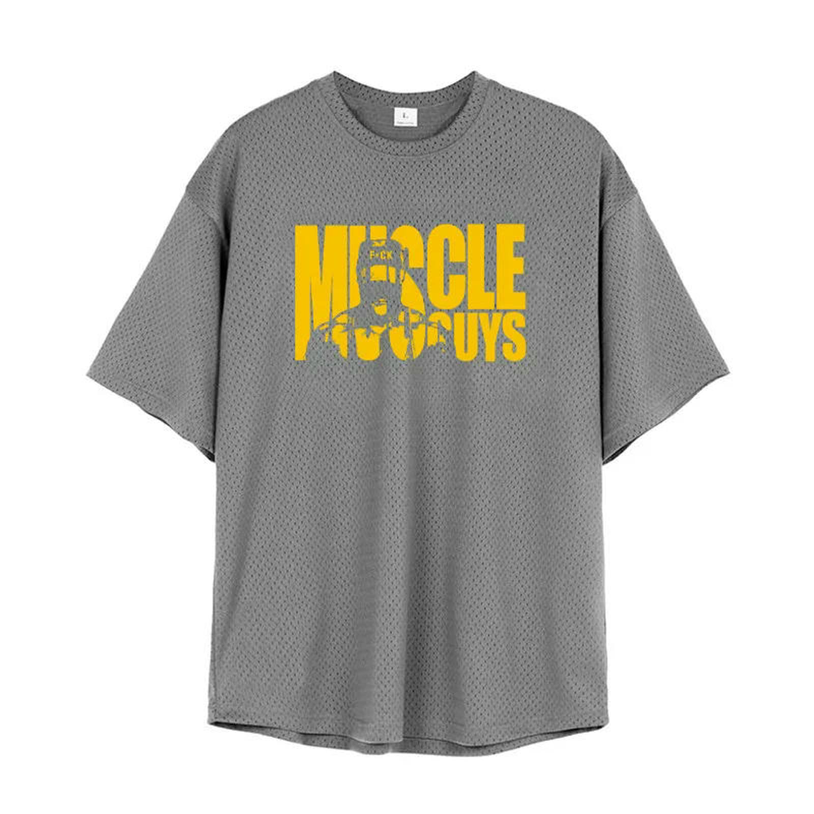 T-shirt fitness homme mesh gris M idéal pour entraînement en salle