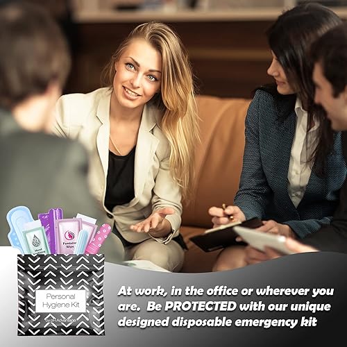 Miniatura 5 de Black Treads Style - Kit menstrual todo en uno, paquete de 100 unidades  Comodidad sobre la marcha  Paquete de kit de período para viajar o