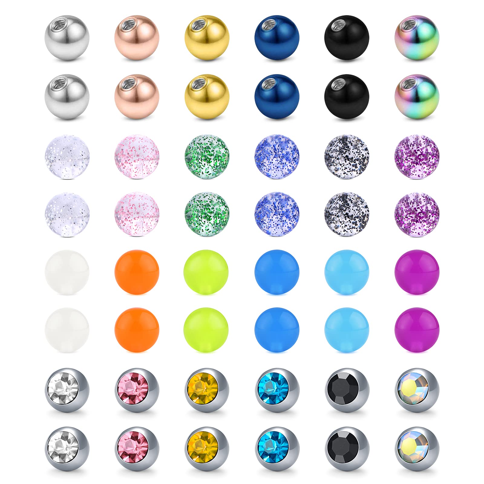 Briana Williams Bola 5mm Piercing Perforadoras de Repuesto 14G 5mm Acero Quirúrgico Acrílico Bolas Piercing Lengua Ombligo