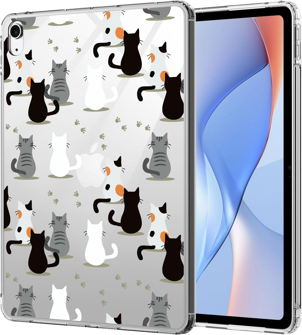 Cute Kitty Cat Case for iPad Pro 13 Inch M4 2024/M5 2025 Kawaii Animal Cartoon Design Clear Protective Slim Tablet Cover Shockproof Transparent Hard Shell