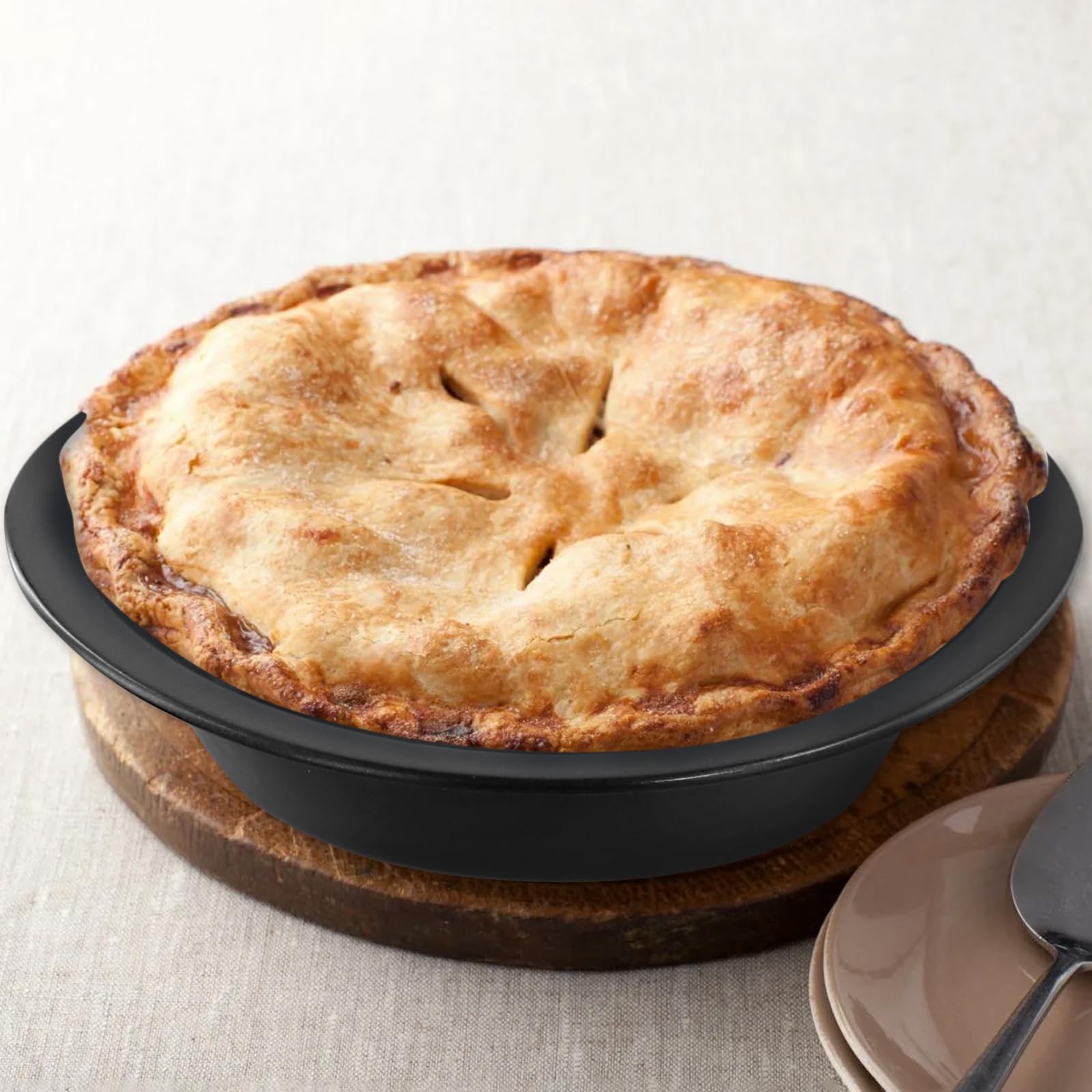 12 teglie rotonde individuali da 12,7 cm, in acciaio al carbonio nero, con rivestimento antiaderente, per cuocere torte di pane