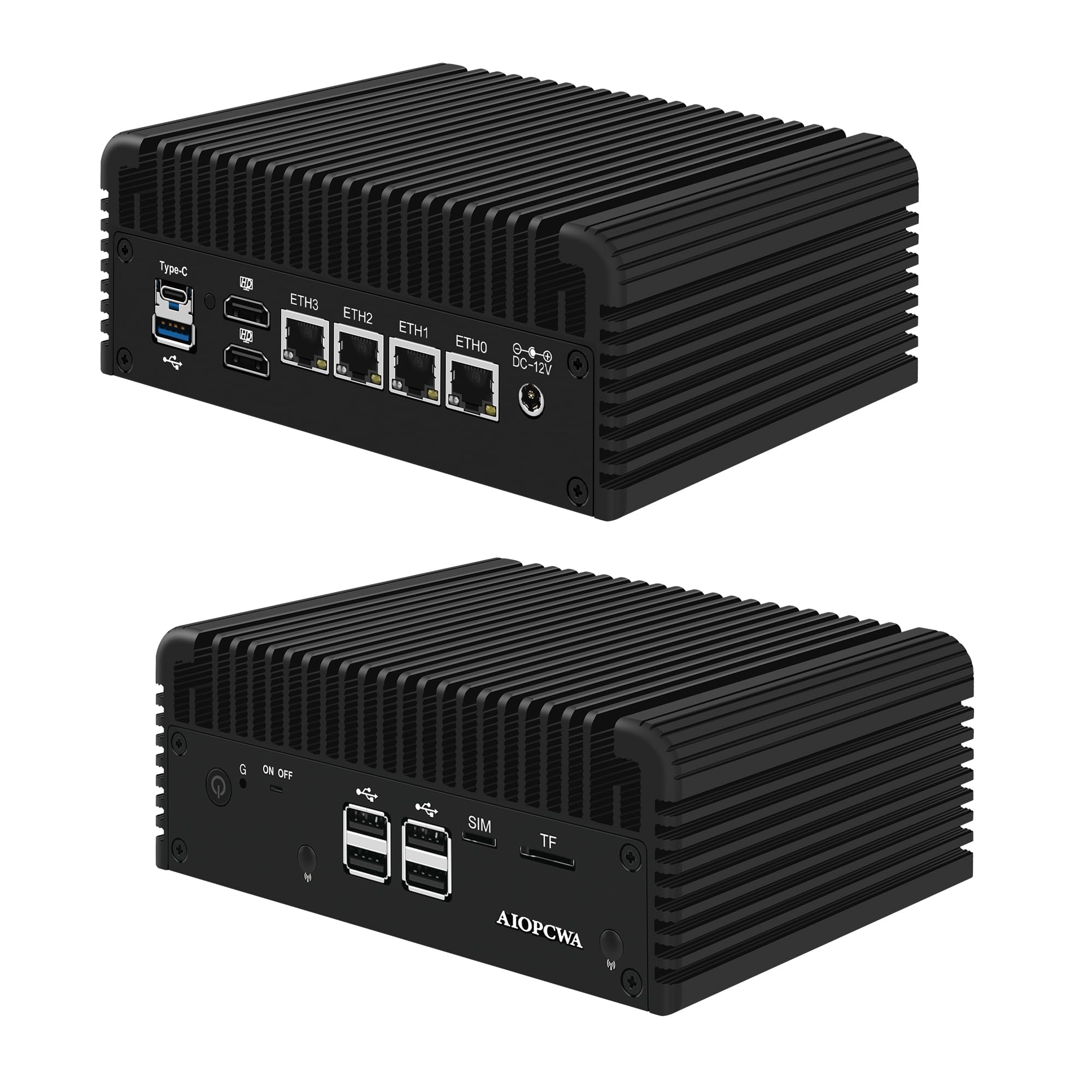 Mini PC Firewall Appliance, 4 × 2,5 GbE i226-V LAN, Alder Lake-N95 OPNsense Router Hardware, Fanless Micro PC Barebone DDR5 NO RAM/SSD, 2HD+USB-C, SATA3.0, gniazdo SIM, AES-NI