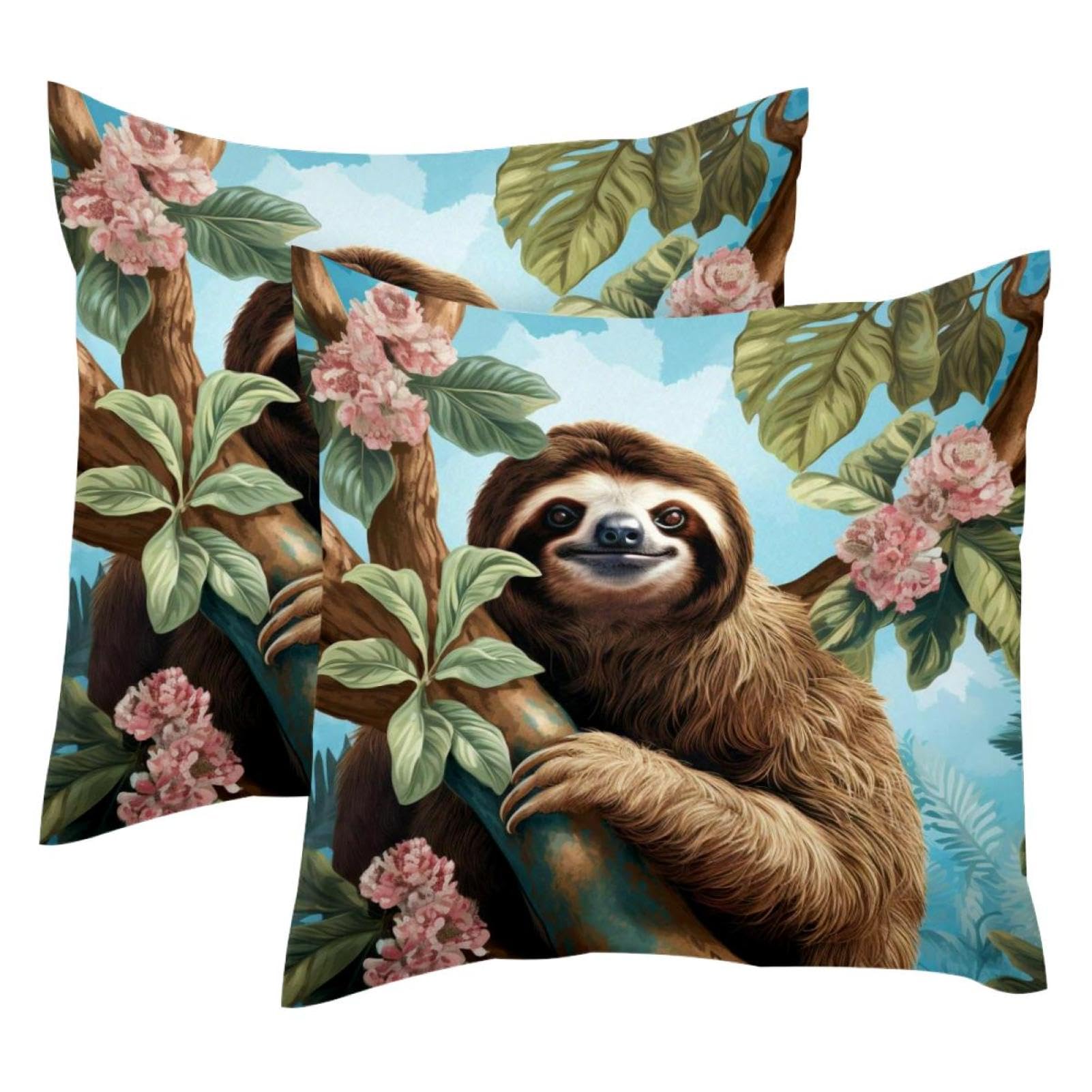Housse de coussin velours 50x50 cm lot de 2 paresseux pour canapé salon