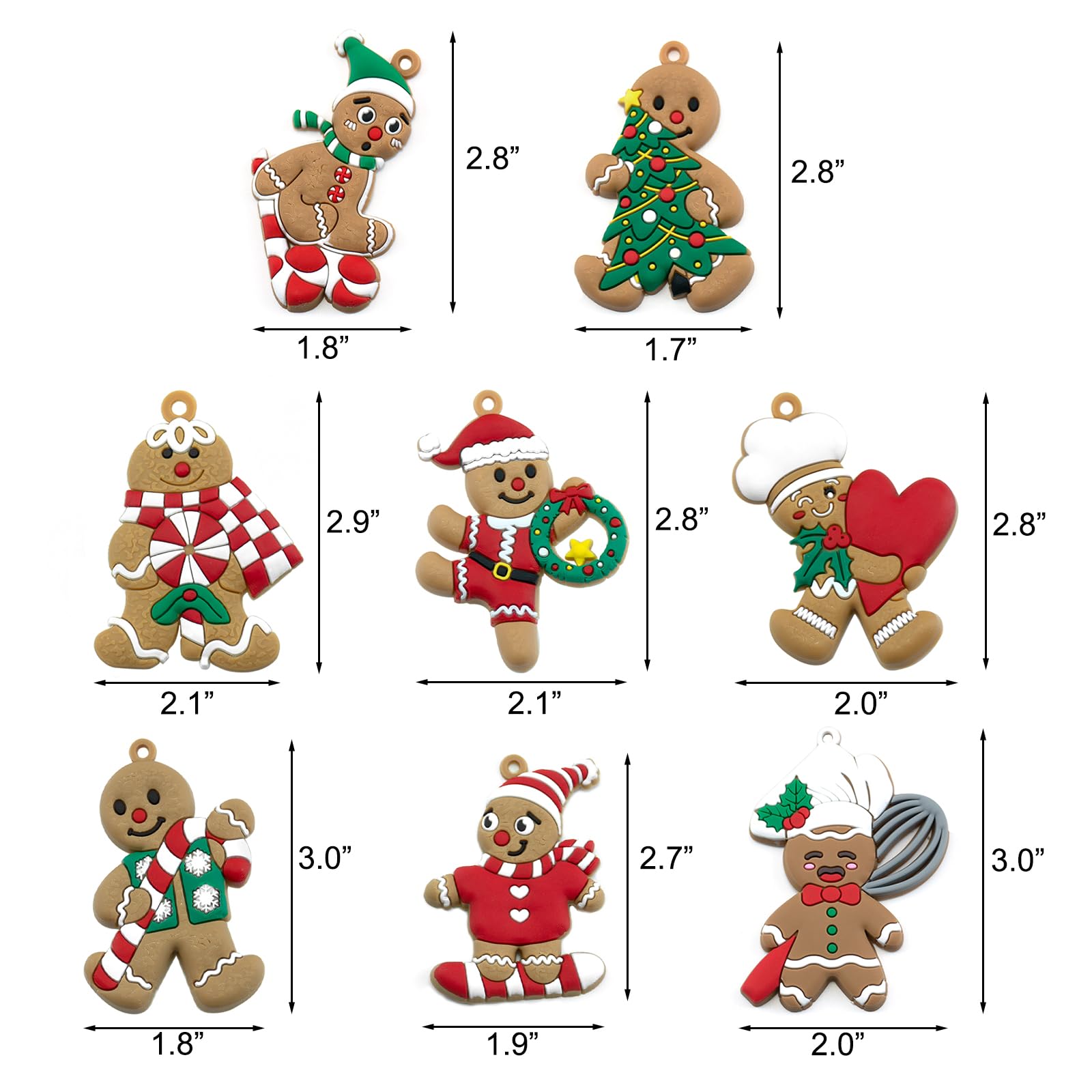 Qiuyan 8 PCS Fun Christmas Gingerbread Man Ornaments for Xmas Tree Decoration Soft Pliable Gingerbread People with String - Image 3