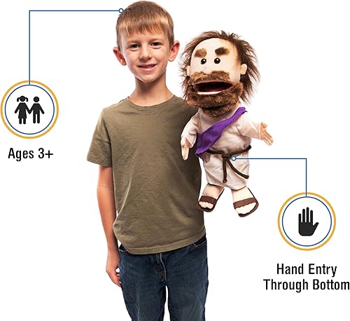 Jesús de 14 pulgadas con cinturón de cuerda, personaje de la Biblia, marioneta de mano