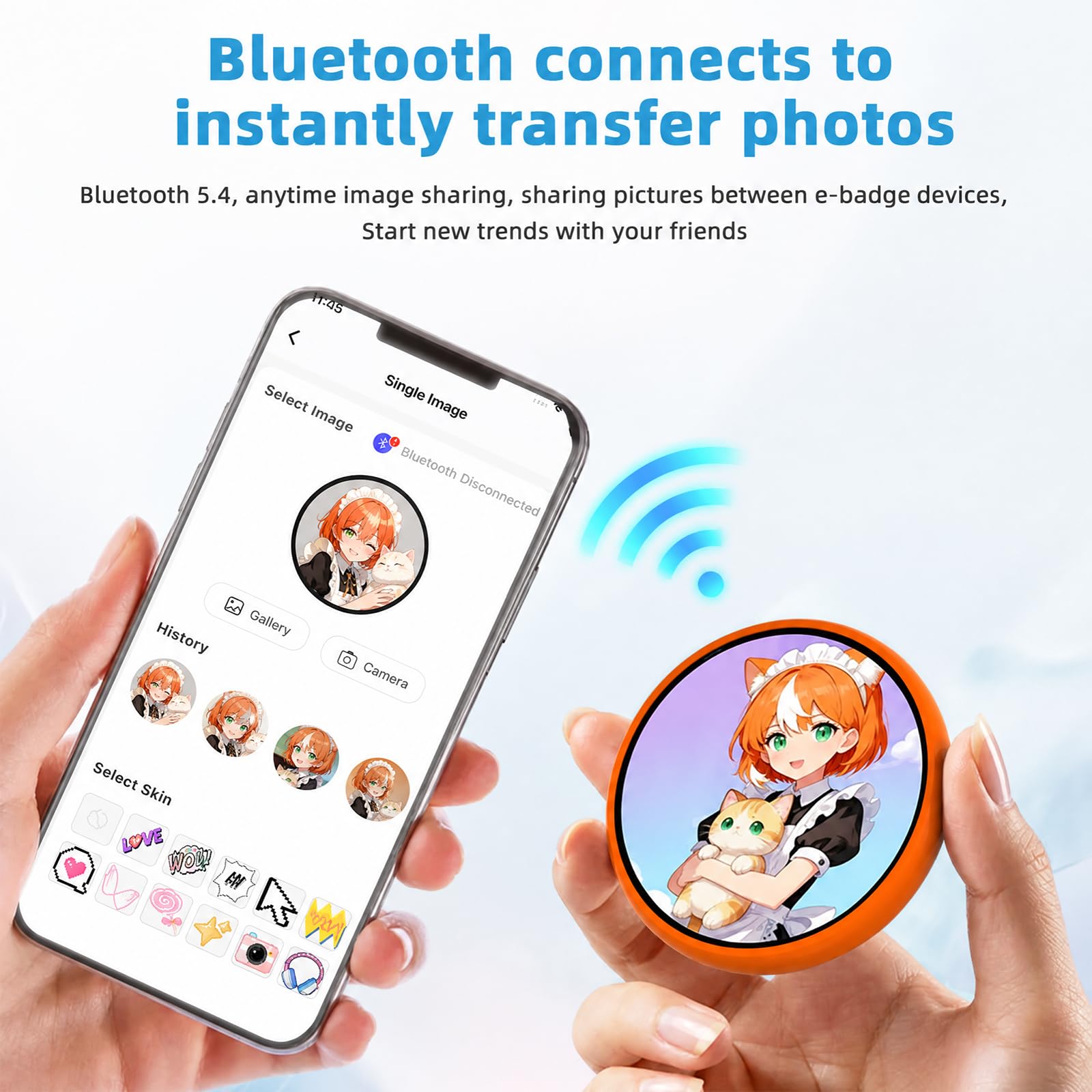 Badge-Vous pouvez alterner entre 15 images, GIF et vidéos-Accessoires électroniques d'anime Convient aux sacs périphériques-Adapté aux conventions de bandes dessinées Plusieurs couleurs de support