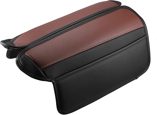X AUTOHAUX Funda protectora de reposabrazos de cuero de microfibra negro y marrón repuesto para Nissan X-Trail 4 generación 2022 línea marrón