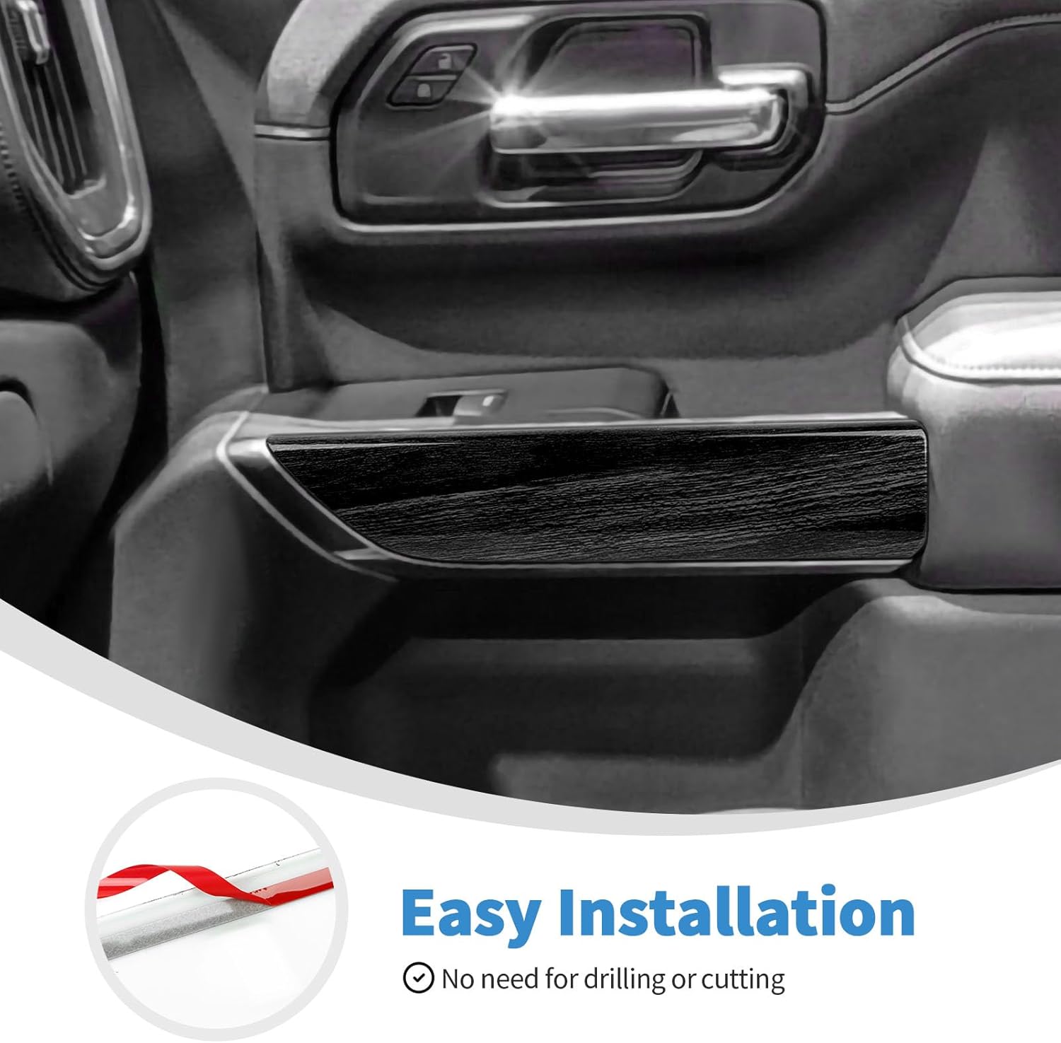 Linskip Door Panel Trim Compatible with Chevrolet Silverado & GMC Sierra 2019 2020 2021 2022, Silverado 1500 Door Panel Covers, Silverado Interior Accessories(Dark Wood Grain)