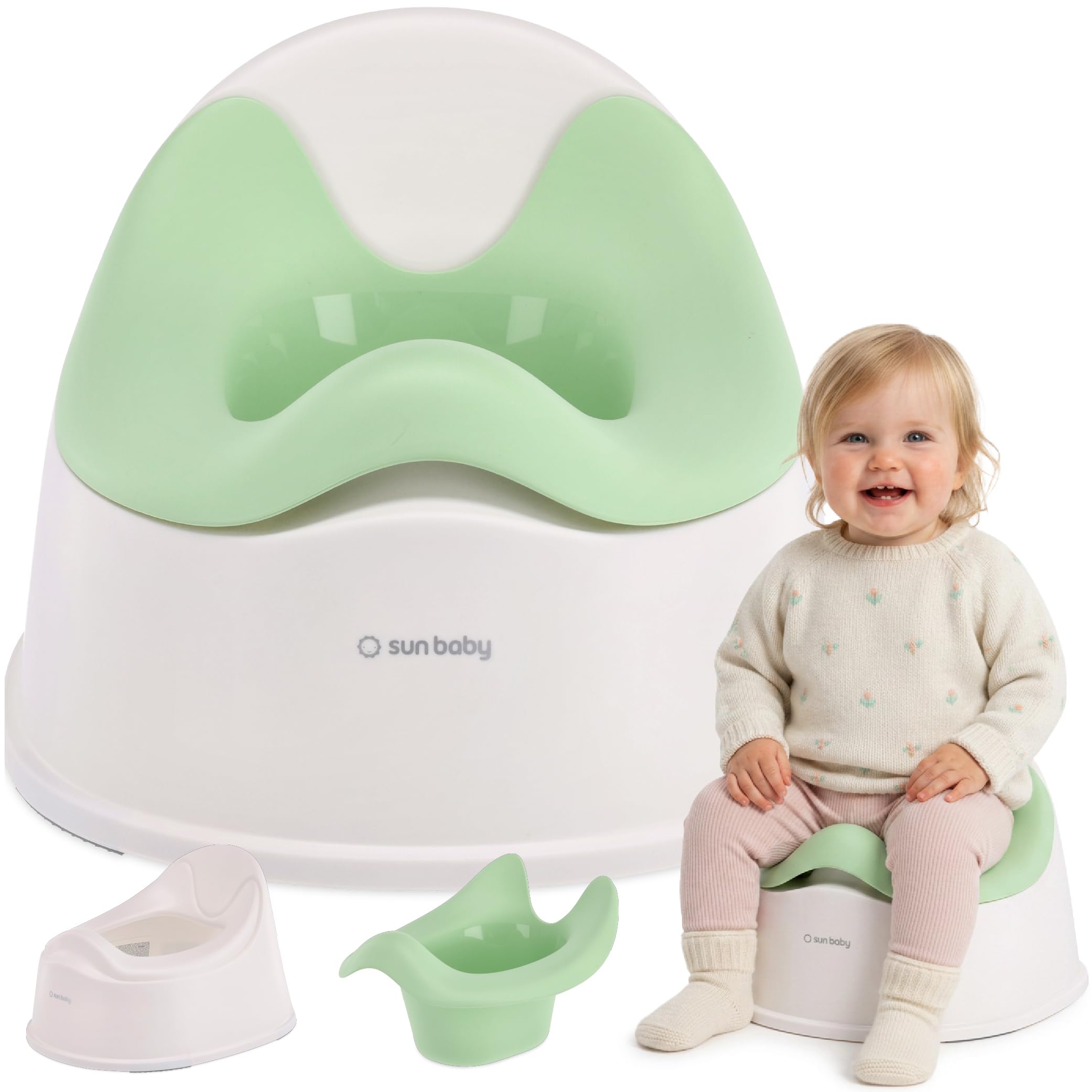 SUN BABY Toddler Potty Chair 18-36 Months - White-Green