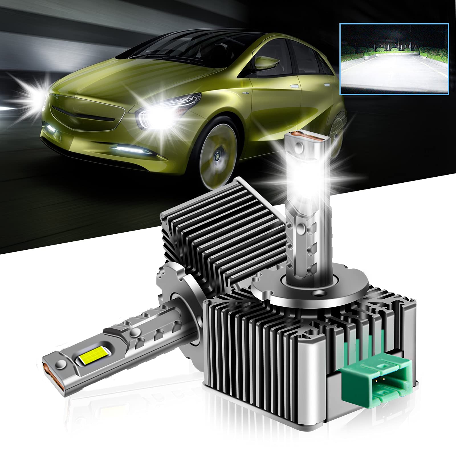 OPPBUY D3S D3R LED Headlight Bulbs 100% Canbus Error Free Extremely Bright Led Lamps 35W 7000LM Plug