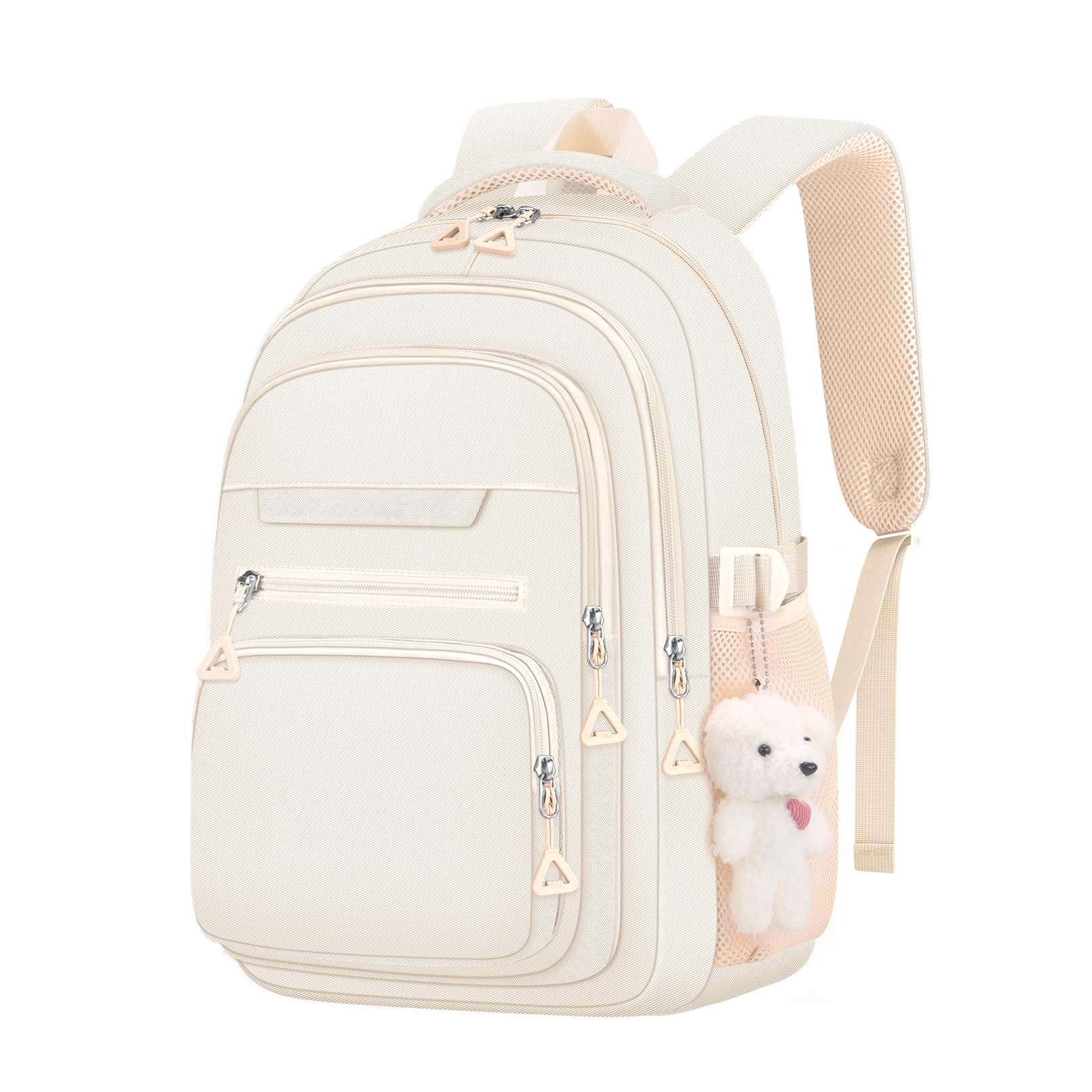 KBTYE Cute Girls Backpack for School Kids Travel College backpack for Women Teen Beige Bookbags Aesthetic Laptop Bagpack