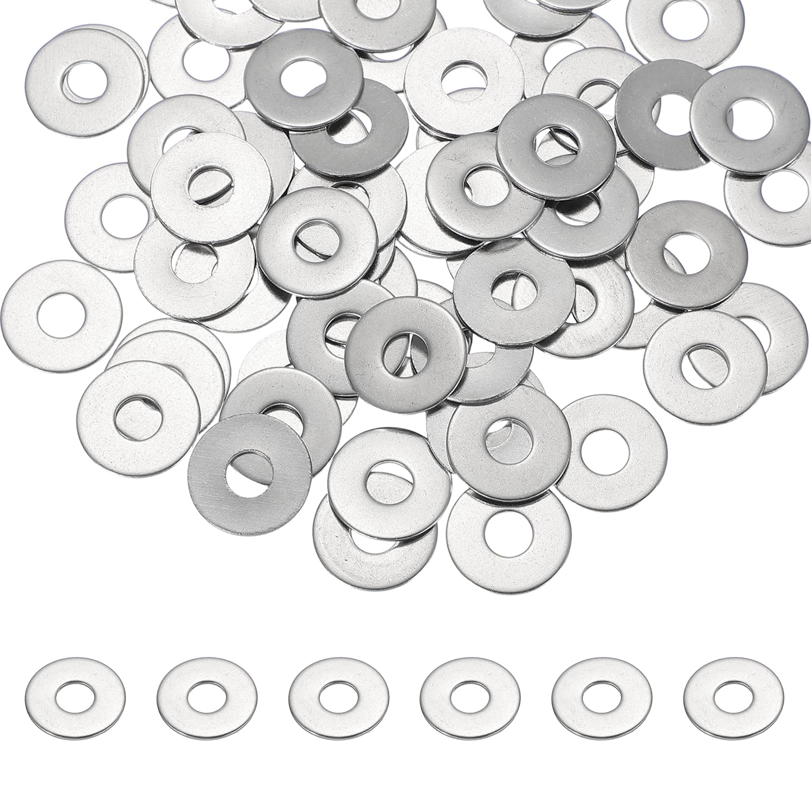 PATIKIL M6 x 18mm Metal Screw Washers Set, 66Pcs 304 Stainless Steel Flat Washers for Screws Bolts Factories Home Outdoor Projects