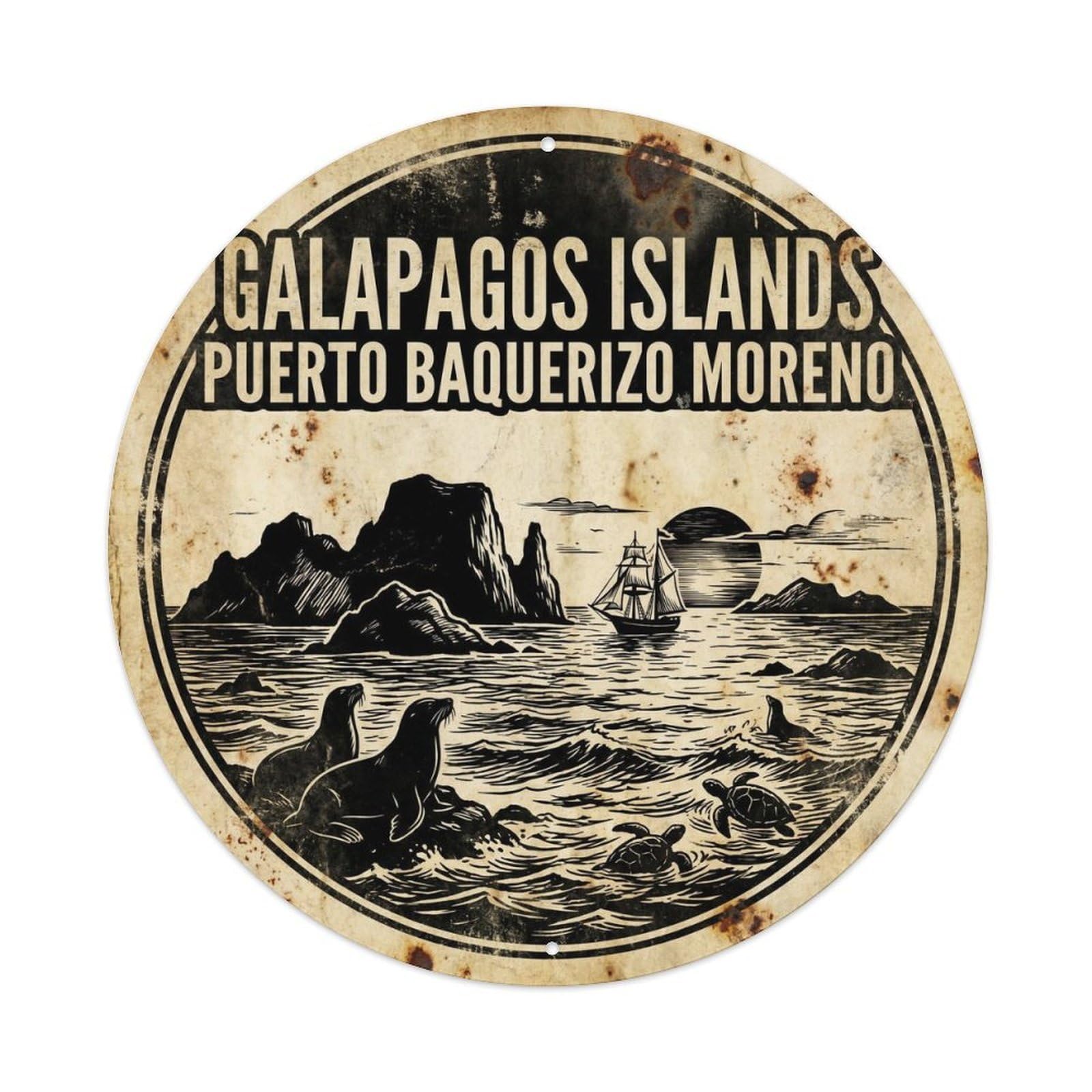 Wild Coast Galapagos Islands Puerto Baquerizo Moreno Metal Tin Sign