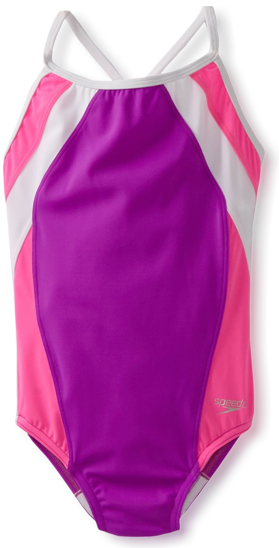 Speedo Big Girls' Solid Splash Splice One Piece Swimsuit