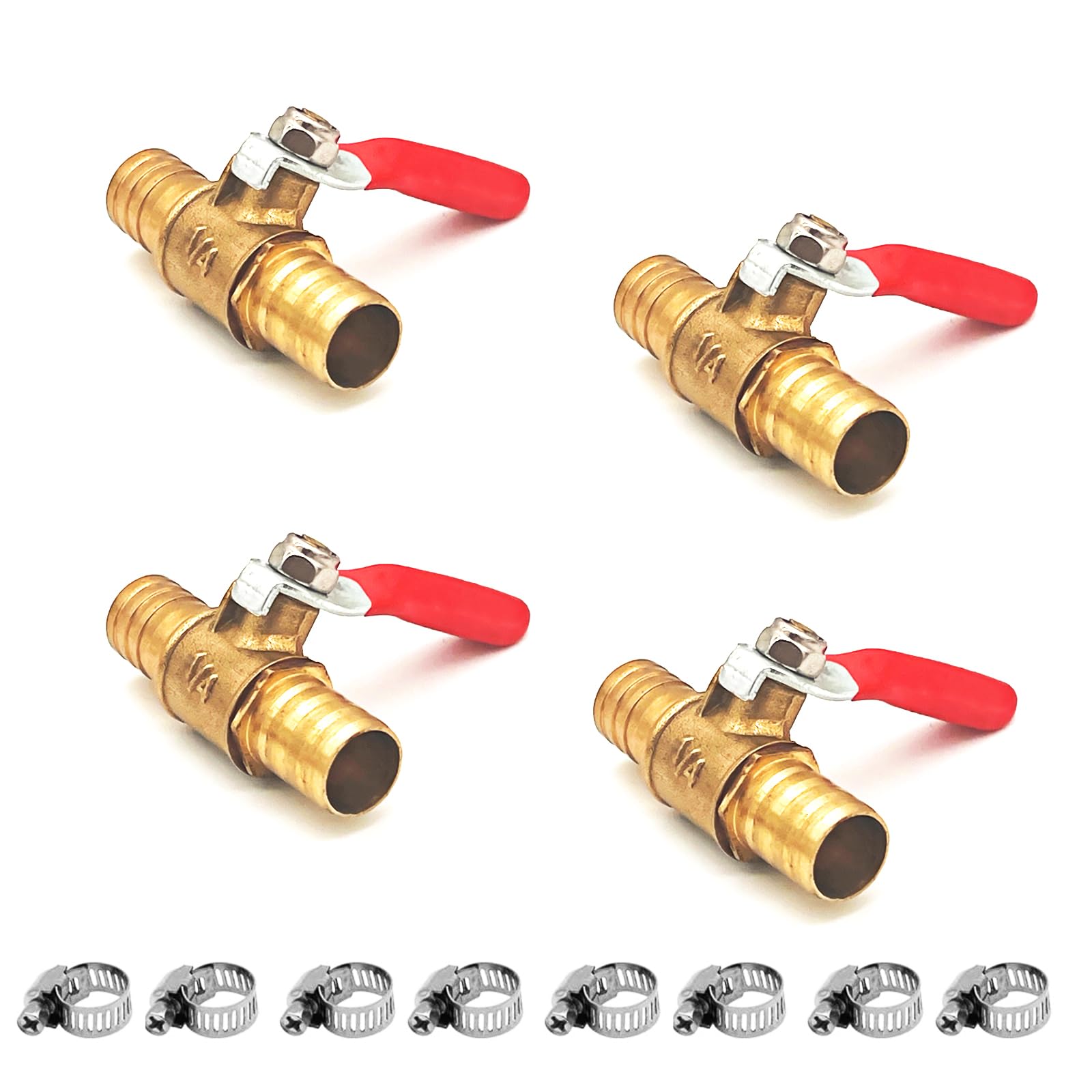 Sourcing Map Kugelhahn 16mm Schlauchtülle Auf 16mm – 90° Griff, Messing, Mit Schellen & Dichtband