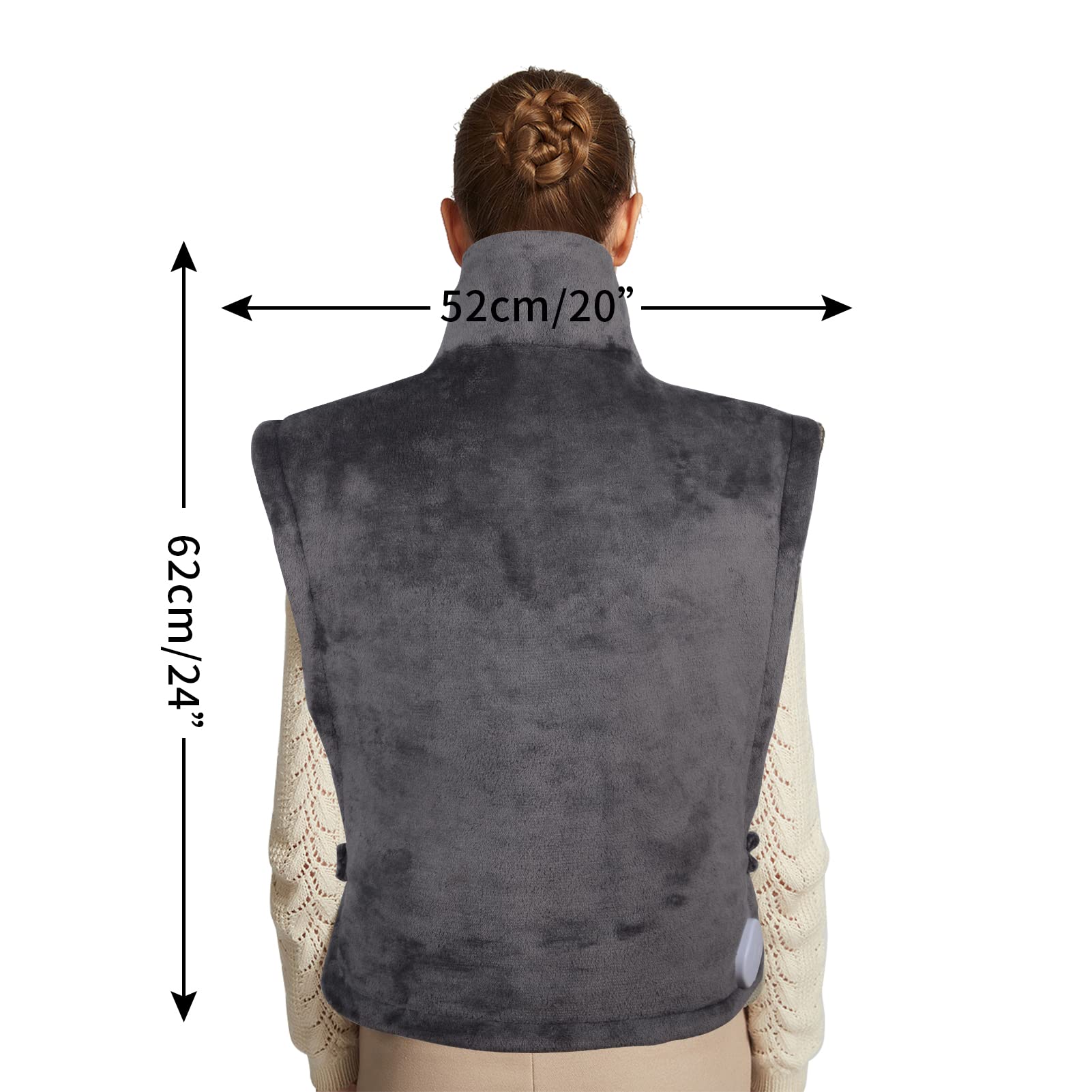 Ambershine Almohadilla térmica XXXL de 26 x 35 pulgadas, tamaño King, para cuello, hombros y espalda, con 12 ajustes de temperatura y 4 temporizadores de cuenta regresiva de apagado automático, alivio