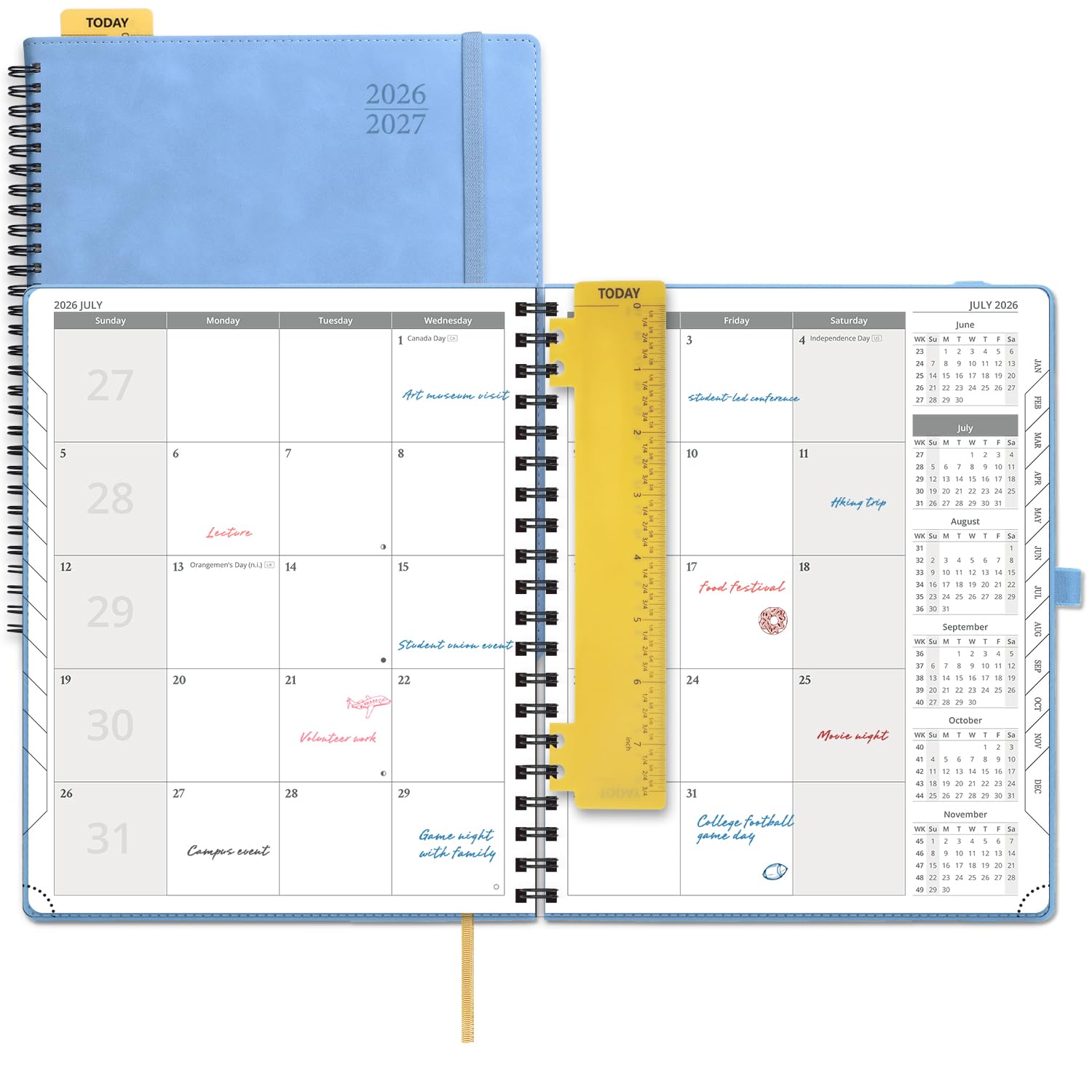 POPRUN Agenda mensual 2026-2027, grande de 8.5 x 10.5 pulgadas, calendario de 18 meses (de julio de 2026 a diciembre de 2027) con rastreador de gastos, páginas de notas, encuadernado en espiral, tapa
