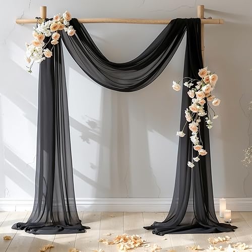 Miniatura 1 de Tela drapeada para arco de boda, 2 paneles de 19 pies, arcos de boda de óxido de Navidad para decoración de recepción, cortinas de tela transparente
