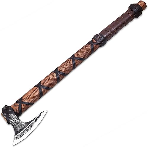 Miniatura 3 de HT- Hacha vikinga de Ragnar Lothbrok - Hacha de batalla lista para batalla (AK1101X) - Hacha barbuda vikingo con paquete de regalo, hacha de