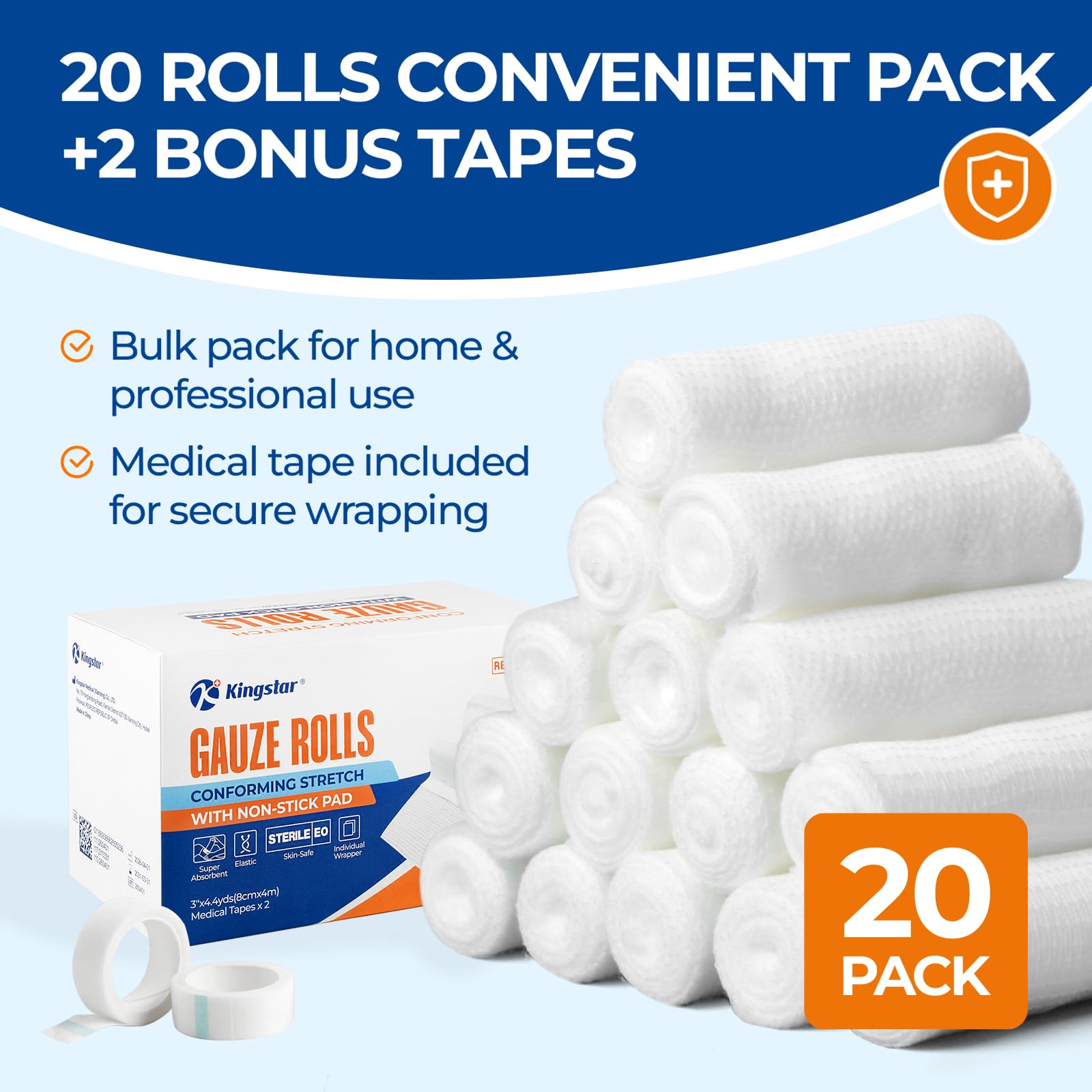 Conforming Stretch Gauze Rolls with Non-Stick Pad 3" x4.4yds — Amazon image 2