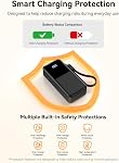 Banque d'électricité 30000mAh Câble intégré de chargeur portable, 22.5W USB-C Chargeur de téléphone portable rapide, 5 Produits 2 Entrées avec LED Affichage, Voyage Camping Banque de puissance essentielle pour iPhone Android