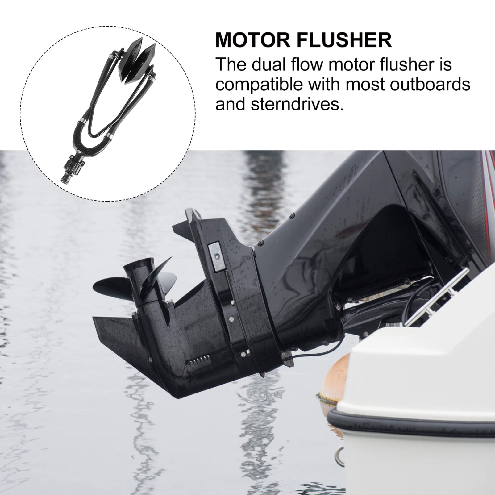ifundom Boot Motorreiniger Dual Feed Spülanschluss Wasser Spülohren für Außenbordmotoren Motorreinigungswerkzeug mit Beschichtetem Federstahlrahmen