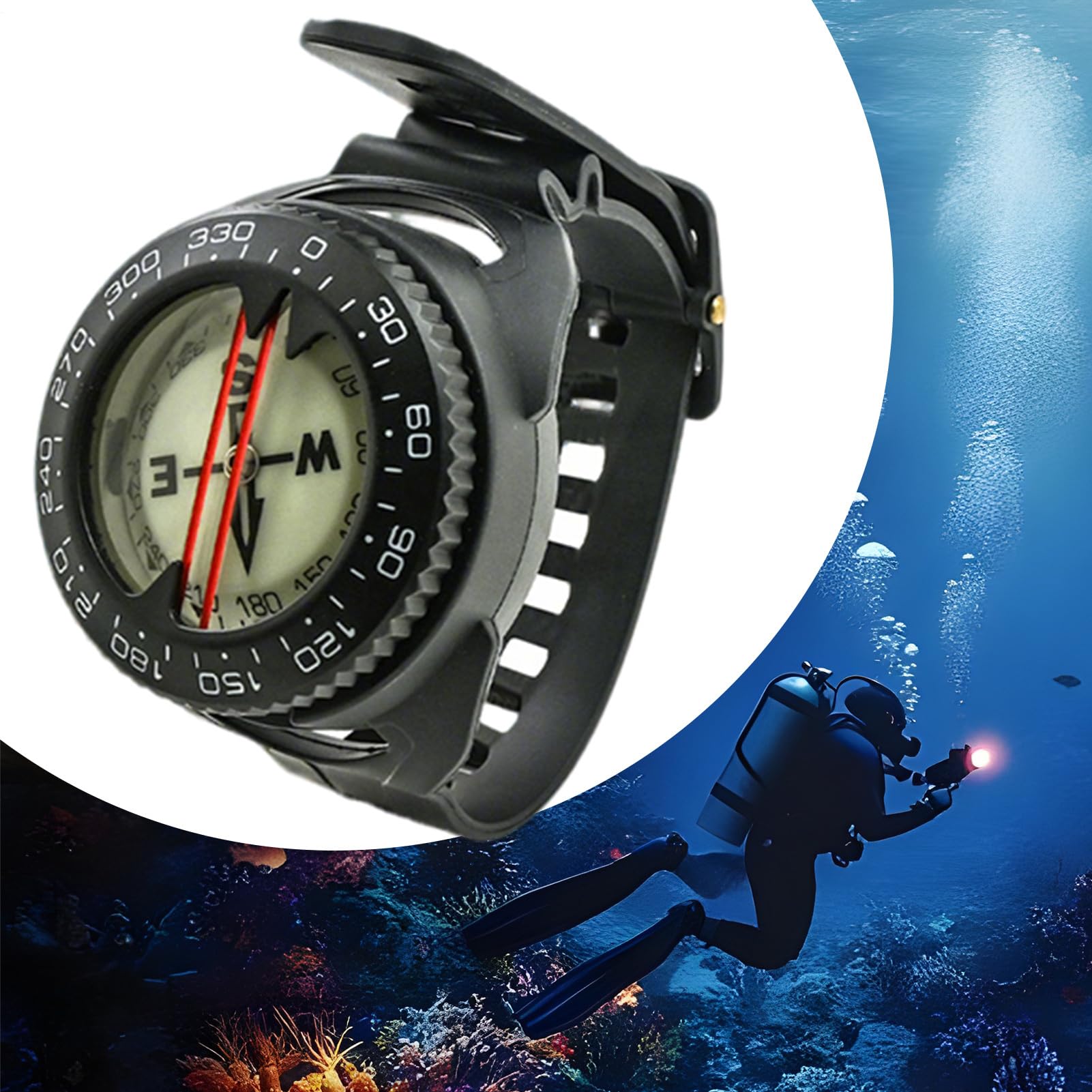 Dive Compass - Herramienta De Navegación Submarina | Reloj Brújula, COM-Pass Luminoso Preciso para Senderismo, Kayak, Orientación, Buceo, Supervivencia