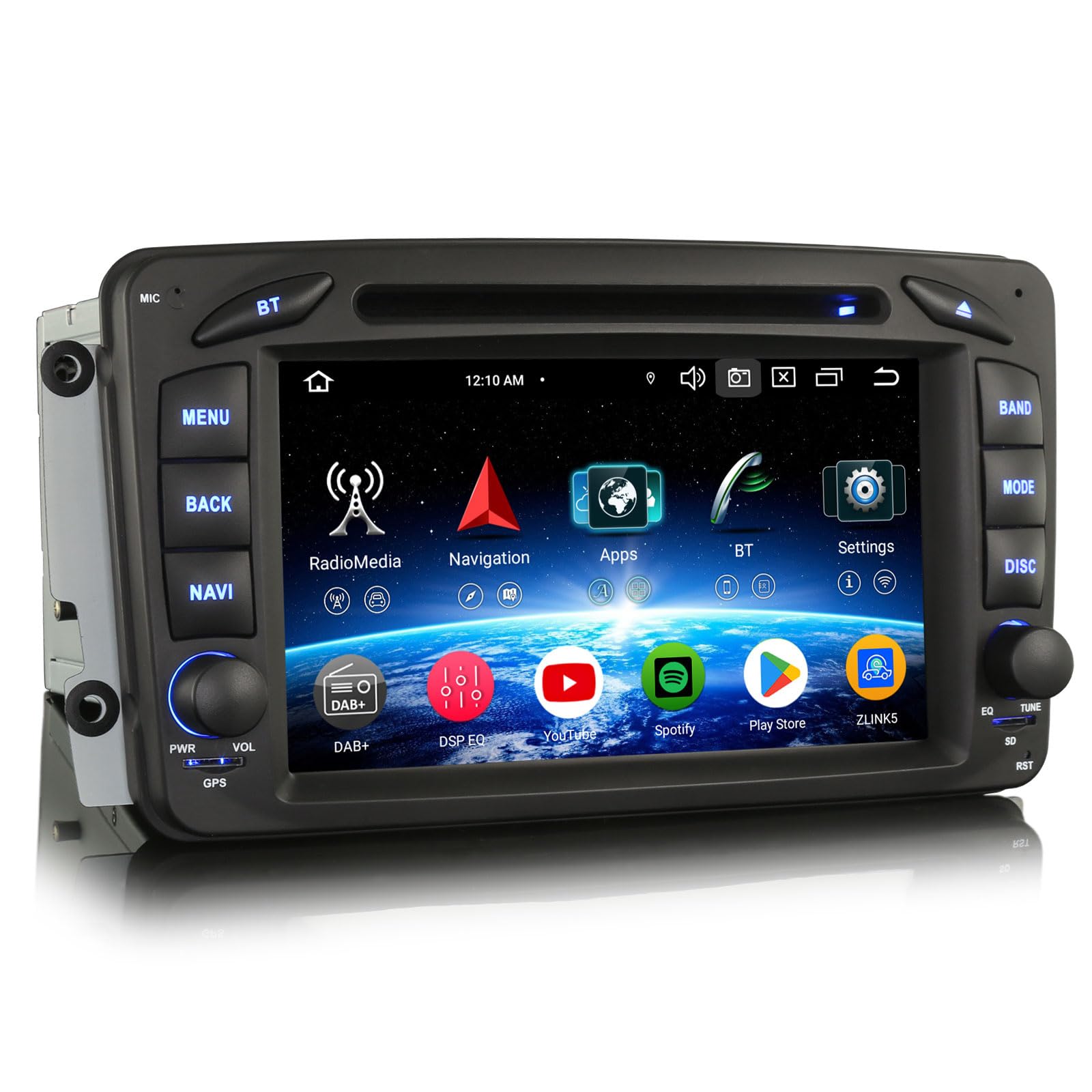 Erisin 7-calowe 8-rdzeniowe 4 GB + 64 GB Android 13 radio samochodowe z nawigacją GPS do Mercedes A/C/G/CLK klasa W209 W203 Viano Vito W463 Bluetooth 5.0 CarPlay Android Auto WiFi DSP DAB+ USB FM RDS