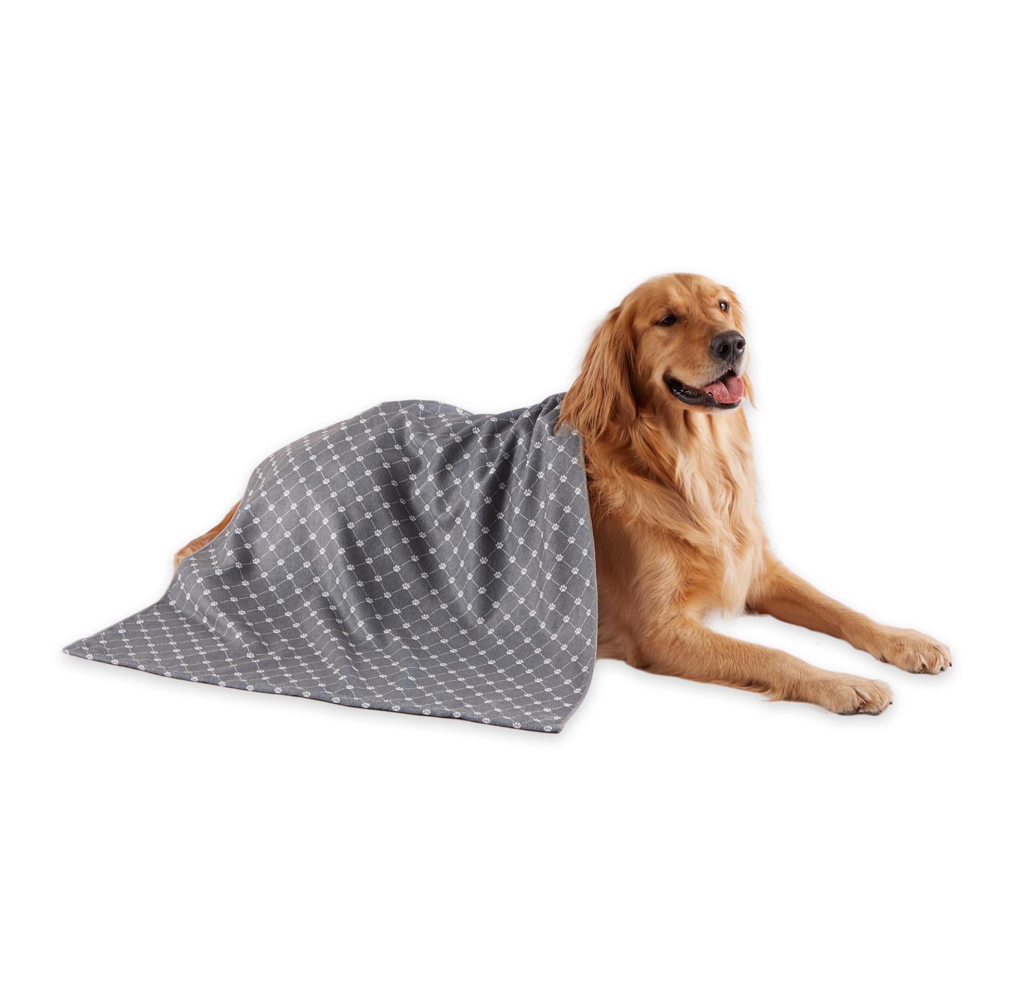 Bone Dry Colección de Toallas de Aseo para Mascotas, Microfibra Absorbente, XL, 104 x 59 cm, Color Gris Enrejado