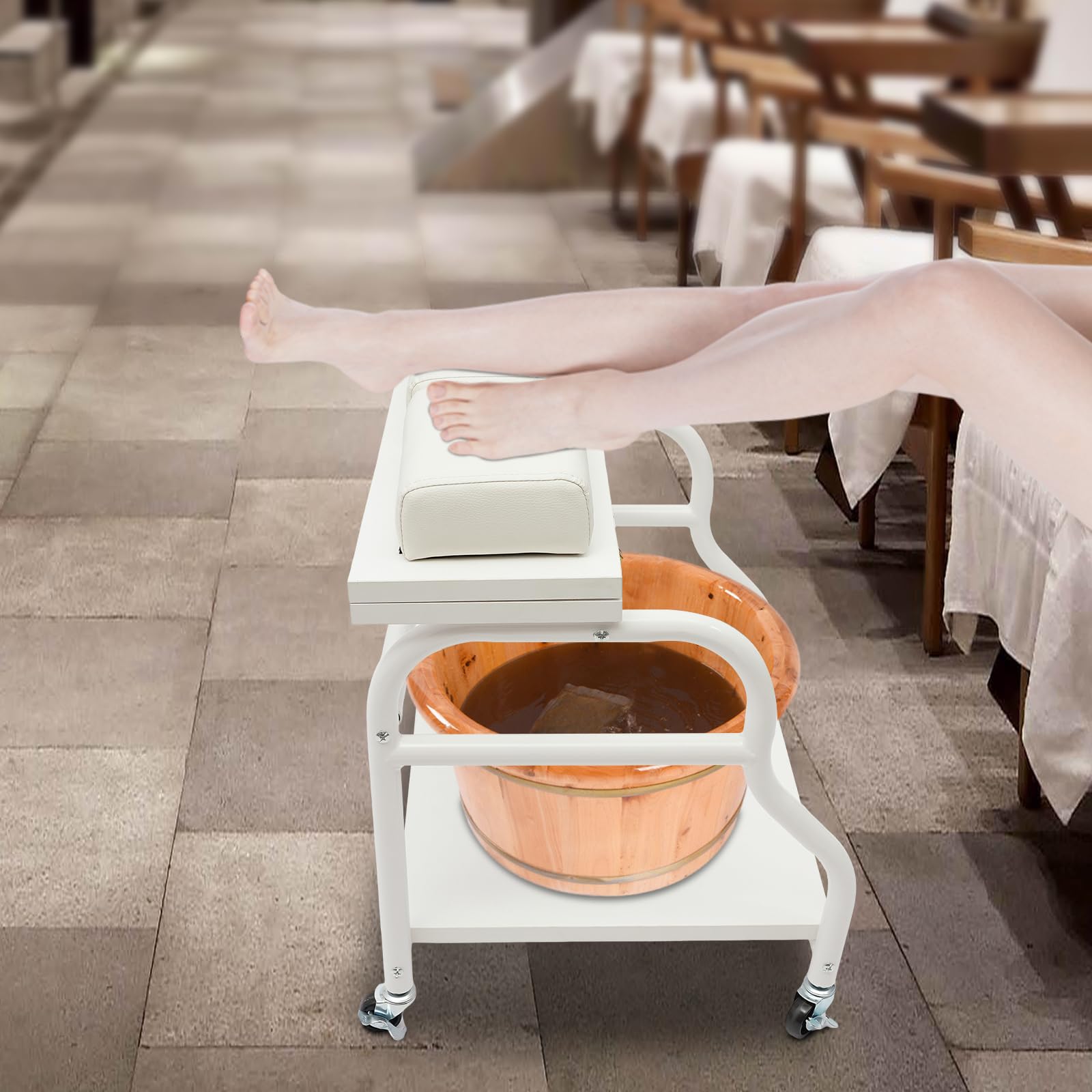 FußBad SPA Wagen, FußBadwagen, Trolley FüR FußBad Mit 4 Universal-RäDer, Tragbarer Kosmetikwagen ManiküRe FußStüTze FüR FußBäDer, FußManiküRe, FußManiküRe, FußMassagen (Weiß)