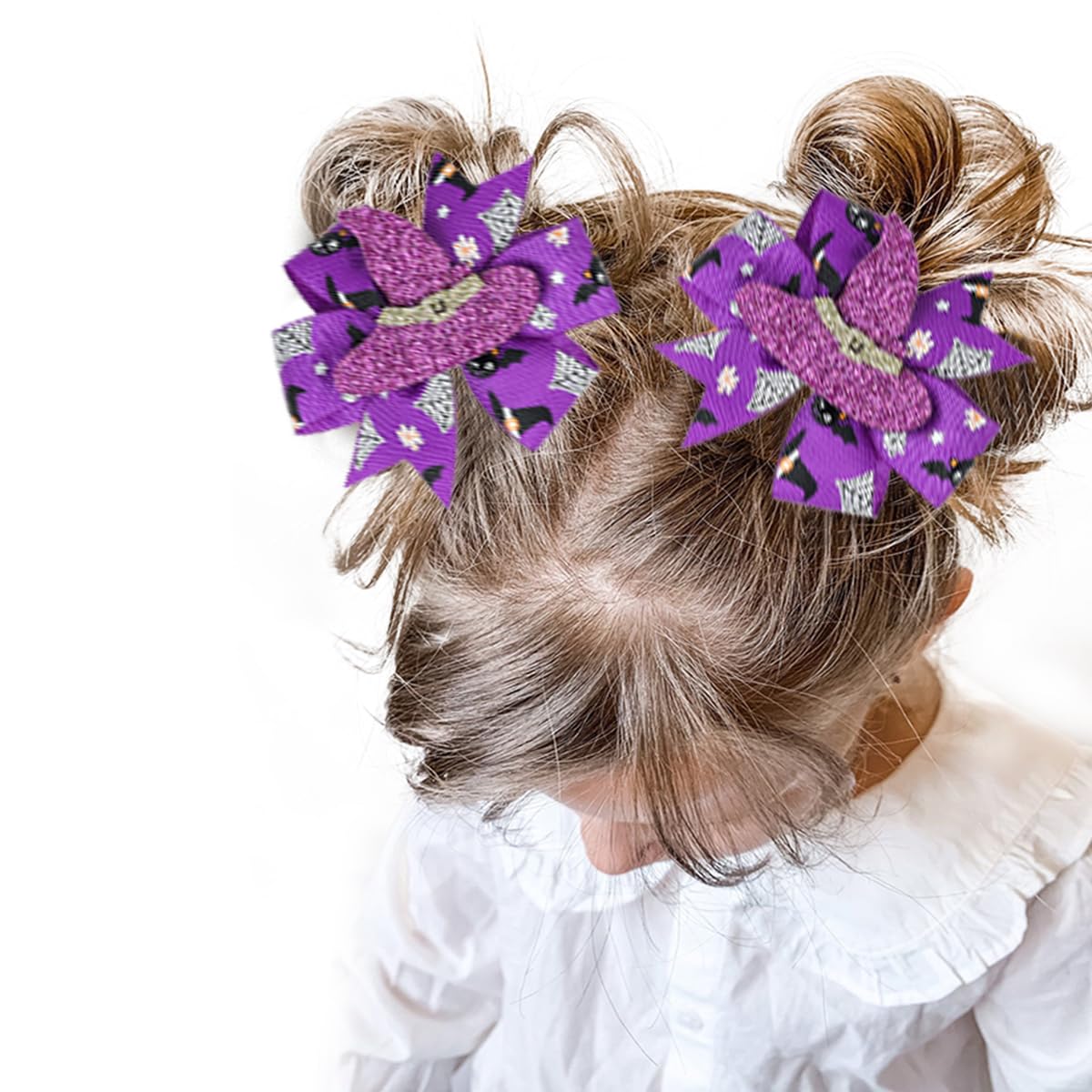 Hair Bow Clips Set 2Pcs Adjustable for Women Halloween Witches Party Amazon.com: 2PCS Halloween Hair Bows Clips for Girls Glitter  main image 2