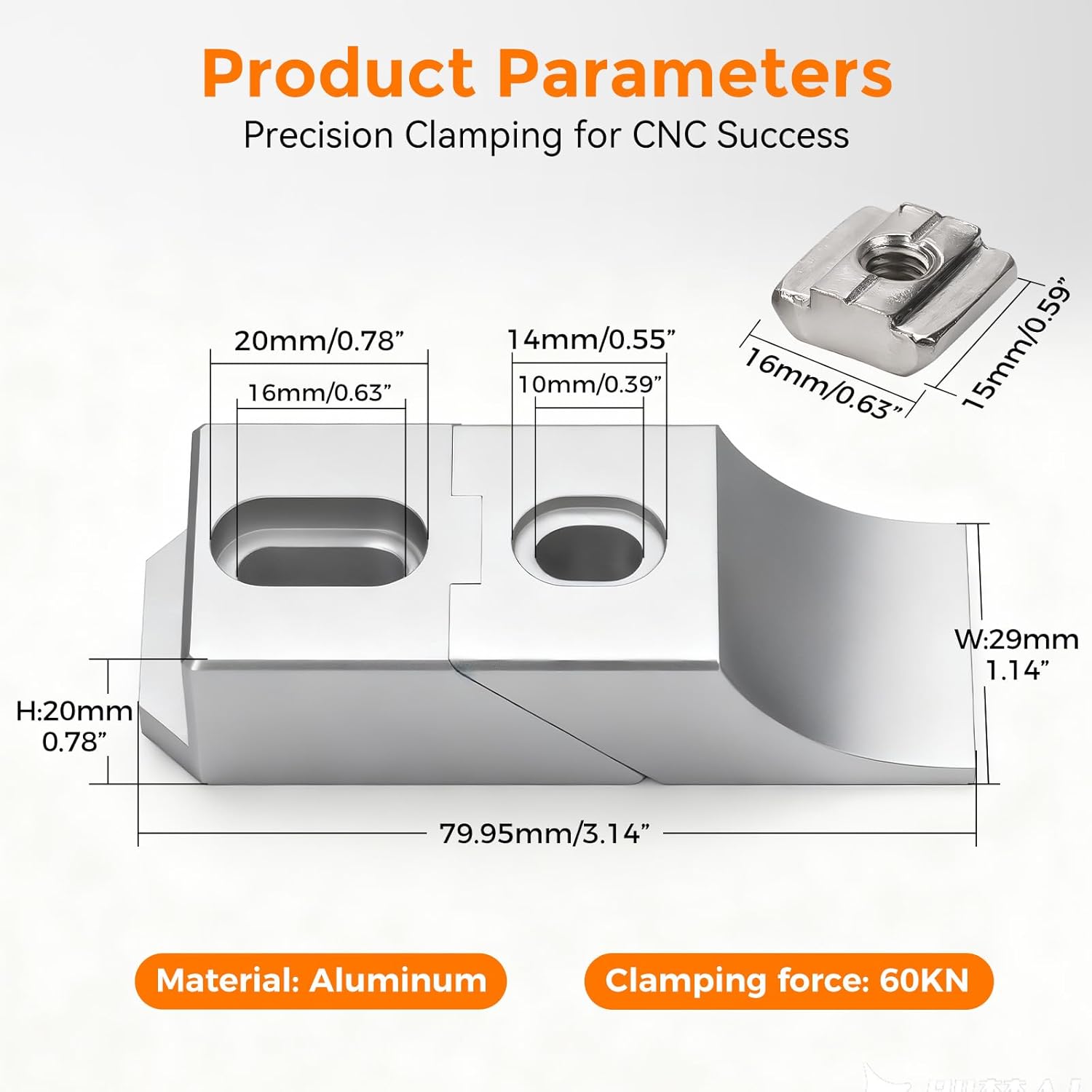 4 Pack Low Profile Side Clamps, Aluminum Side Clamp Vise for Milling and CNC Machines, High-Strength Alloy Up to 60kN, Compact 3.14" x 1.14" x 0.78" Design for Milling, Engraving, Grinding & Drilling