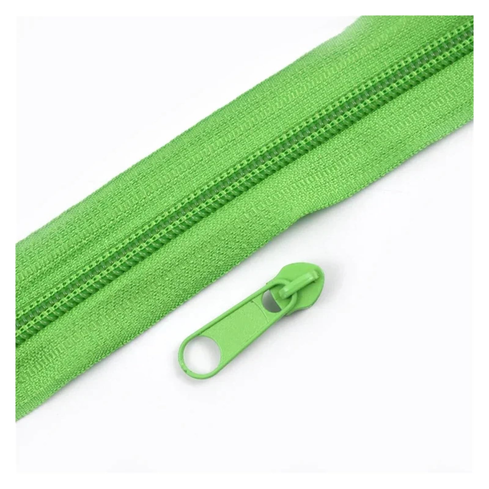 2/5/10M 3# 5# Sewing Zippers at the Meter with Slider Rainbow Nylon Zipper Tape Zips Garment Decorative Zip Repair Kits(Green,2MZips 2PcsSliders)