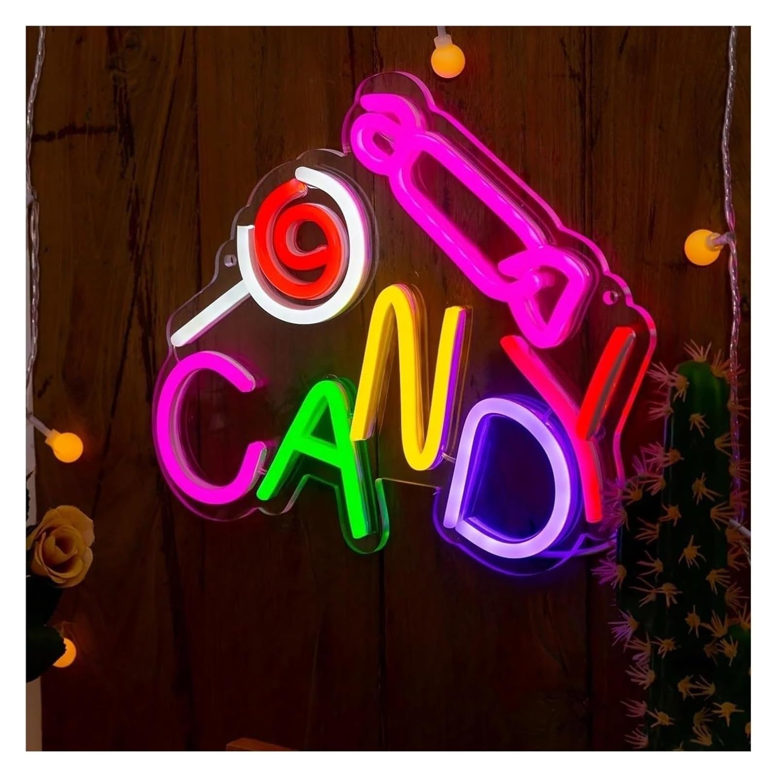 Decorazione luminosa al neon a forma di caramella LED per insegne