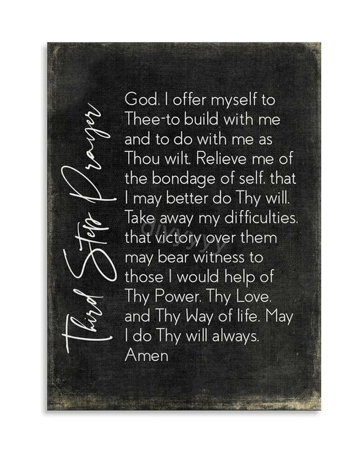 MQXFCZUX Vintage Third Step Prayer Canvas Painting Wall-Art Spiritual Quote for Recovery Journey Home Decor Unframed,16x24inch(40x60cm)