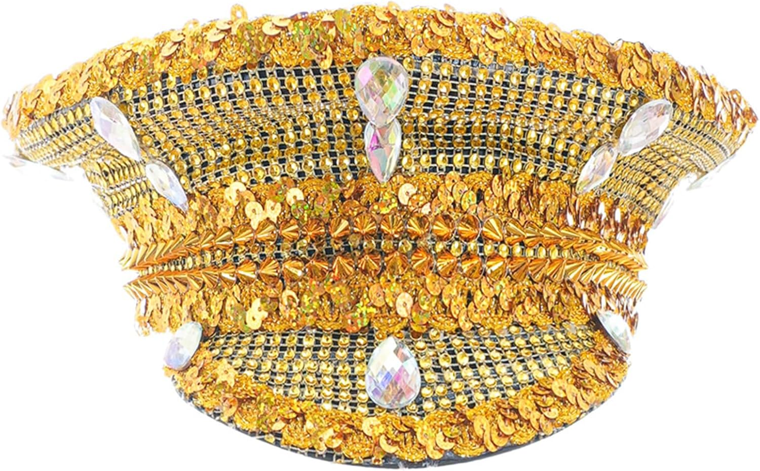 Jeweled Bridal Hat Captain Hat with Crystals Hat for Wedding Girl Officer Hat for Wedding Bachelorette Party Gold