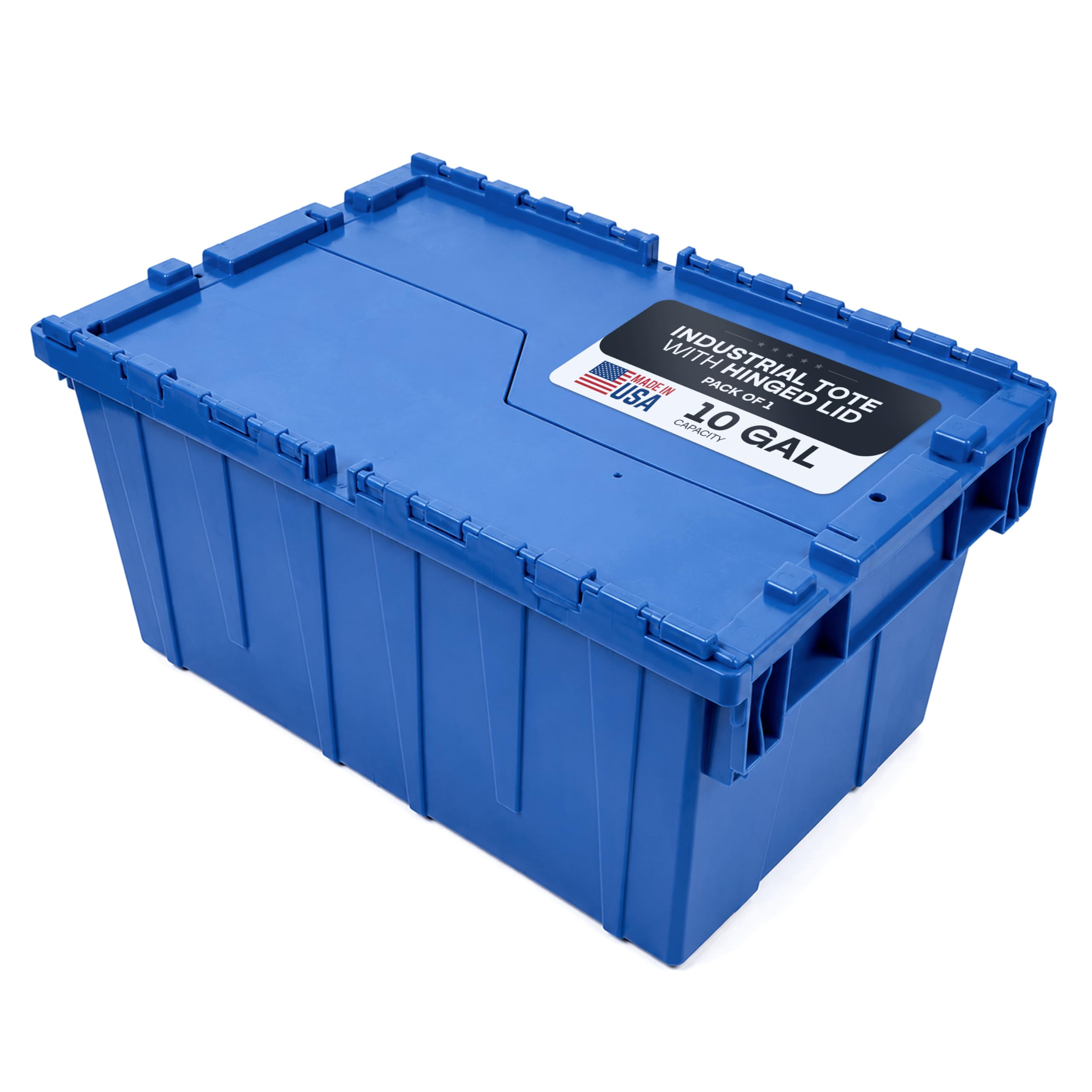 IDL Packaging 10-Gallon Industrial Plastic Tote with Hinged Lids