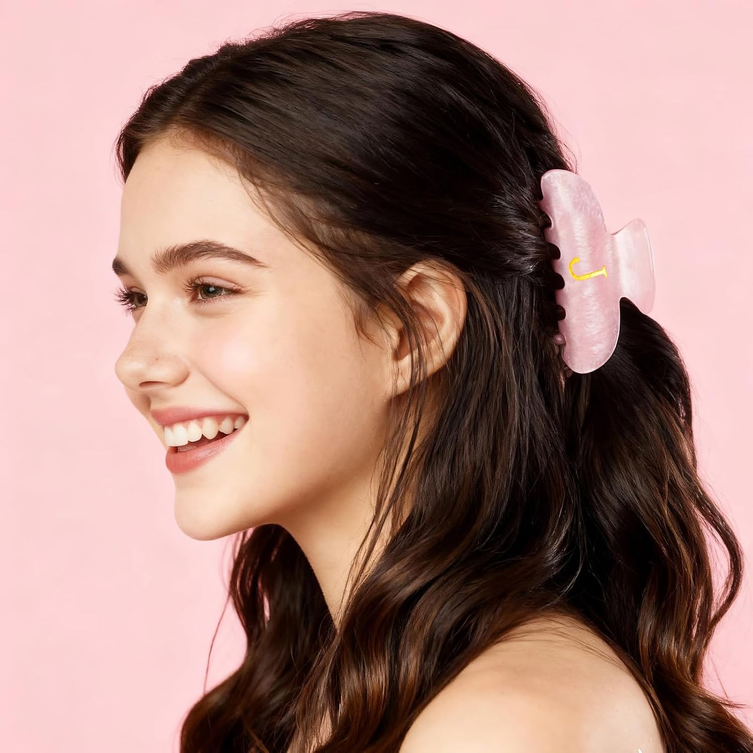 Awfrky Birthday Gifts for Girls 4 5 6 7 8 9 10 11 12 Year Old Teen Girls, Personalized Teen Girl Gifts Trendy Stuff - Preppy Cute claw clips for Kids Women (Pink J)