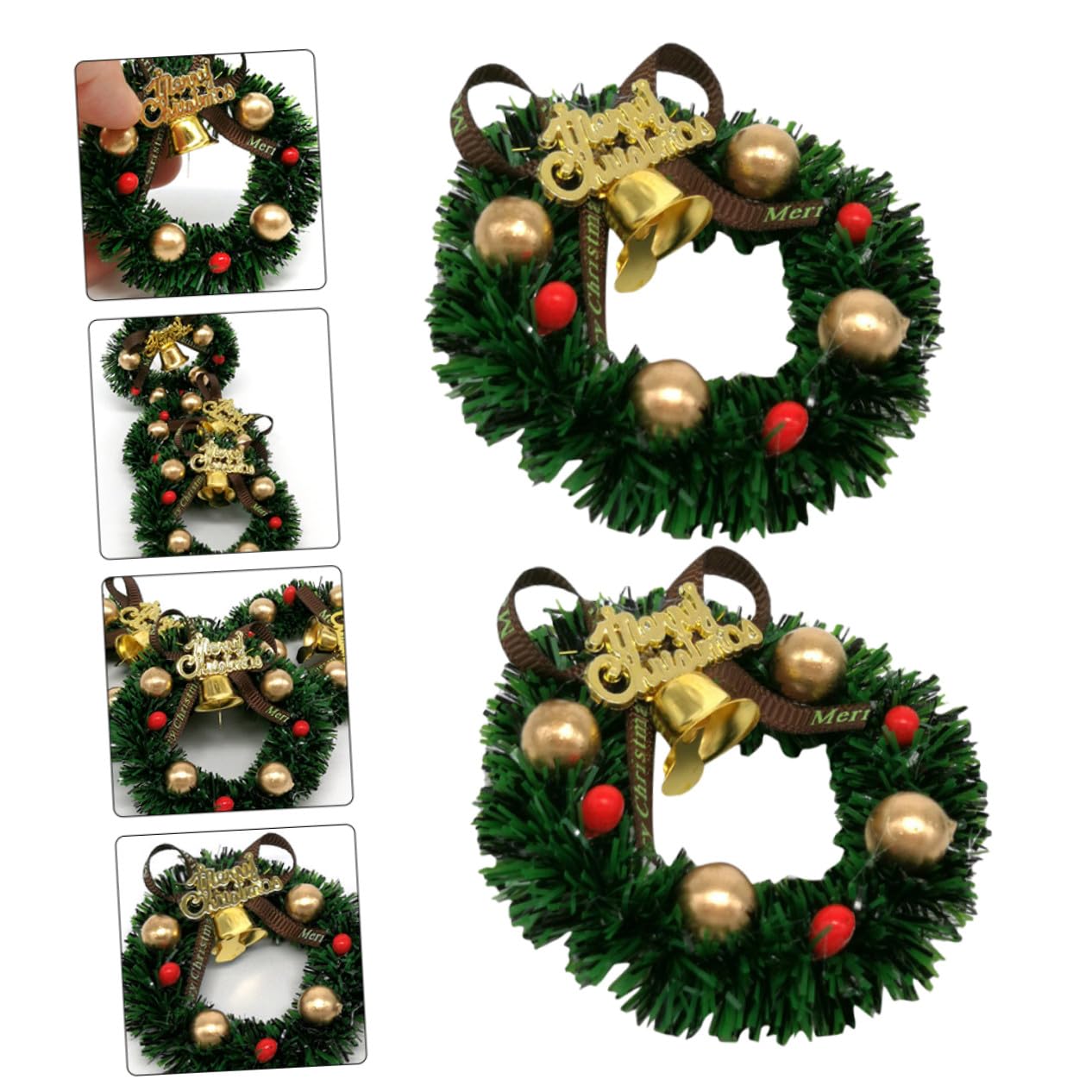 Guirnaldas Navideñas Colgantes de Plástico Verde, Pack de 4 Piezas, Adorno Navideño Clásico y Estilizado para Ambiente en Casa Durante Navidad