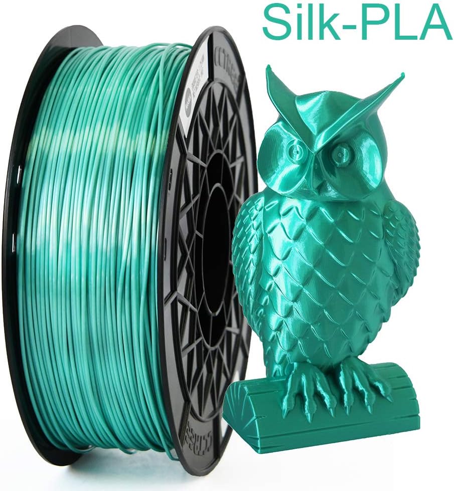 CCTREE Shiny Silk Ocean Blue PLA 1.75 mm 3D Printing Filament for Creality CR-10S Ender 3 Pro S5.1 kg Spool (2.2 lbs) (Silk Green)